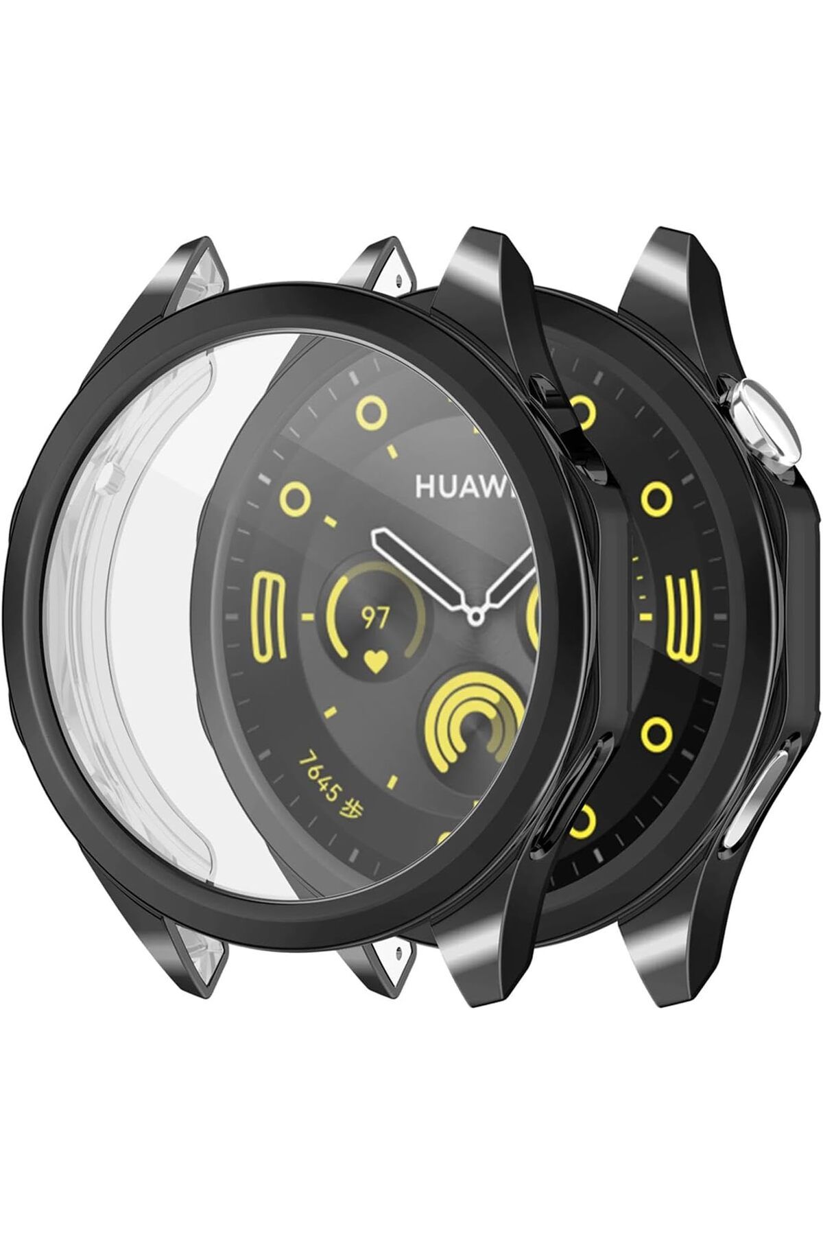 ÇAĞUR KDROGLU Watch GT5 46mm Kılıf 360 Full Round Soft Silicone Siyah [Watch GT5 46mm ile Uyumlu Kılıf