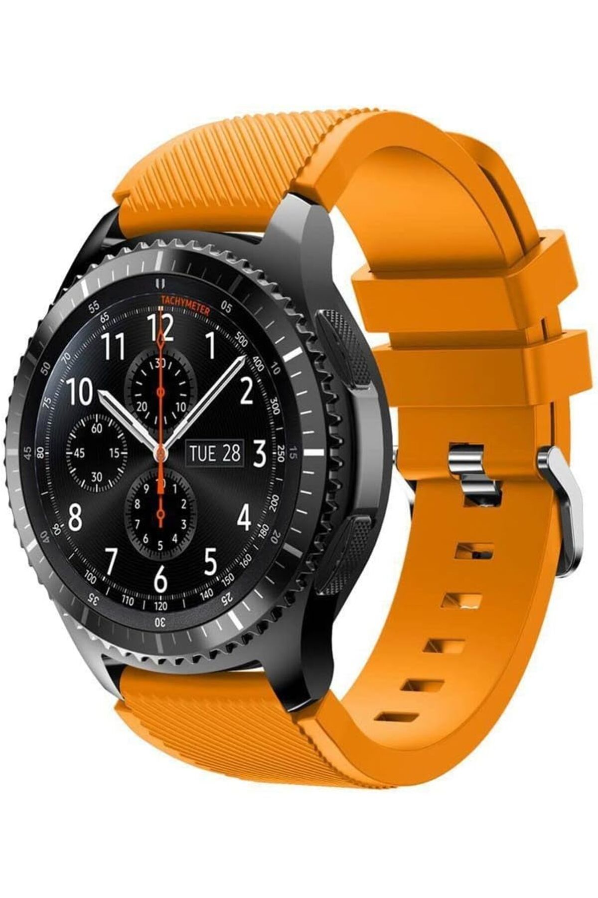 KDROĞLU KDROGLU Kordon Kayış Silikon Tırtıklı Turuncu Galaxy Watch 3 45mm Galaxy Watch 46mm Gear S3 Cl
