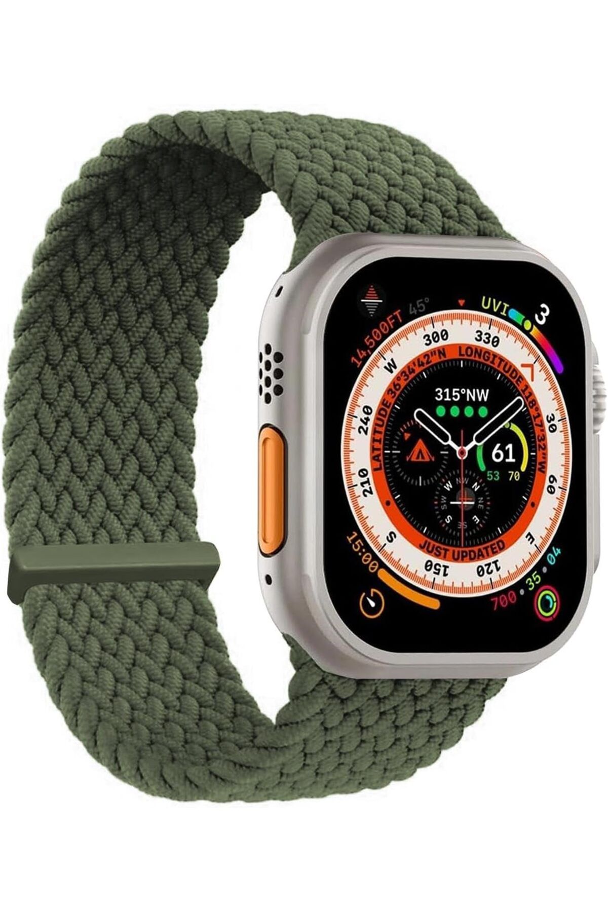 ÇAĞUR KDROGLU Watch Series 5 44mm için Kordon, (Medium Size, 147mm) Knitted Fabric Single Loop Koyu Yeşi