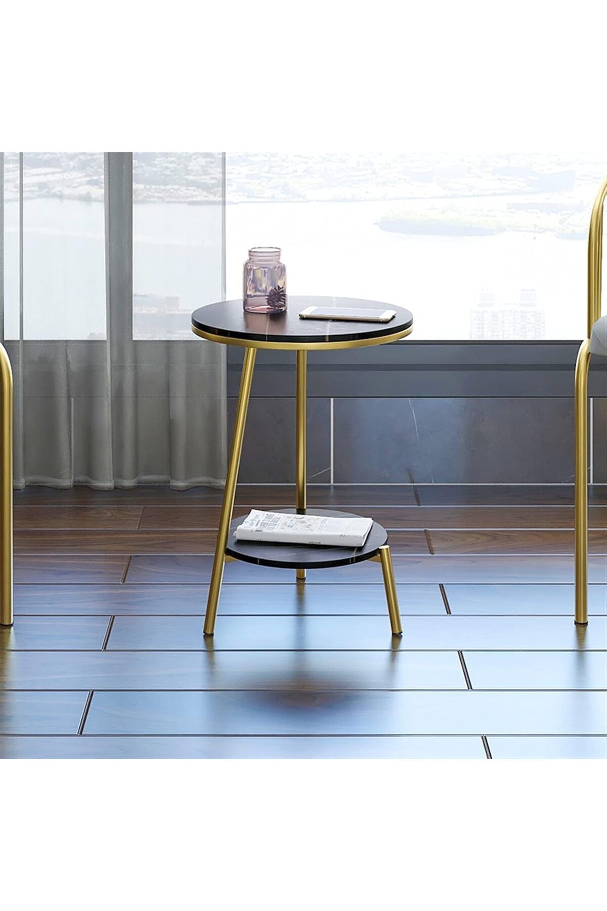 Generic-Metal and marble side table 55x40x30 cm 1
