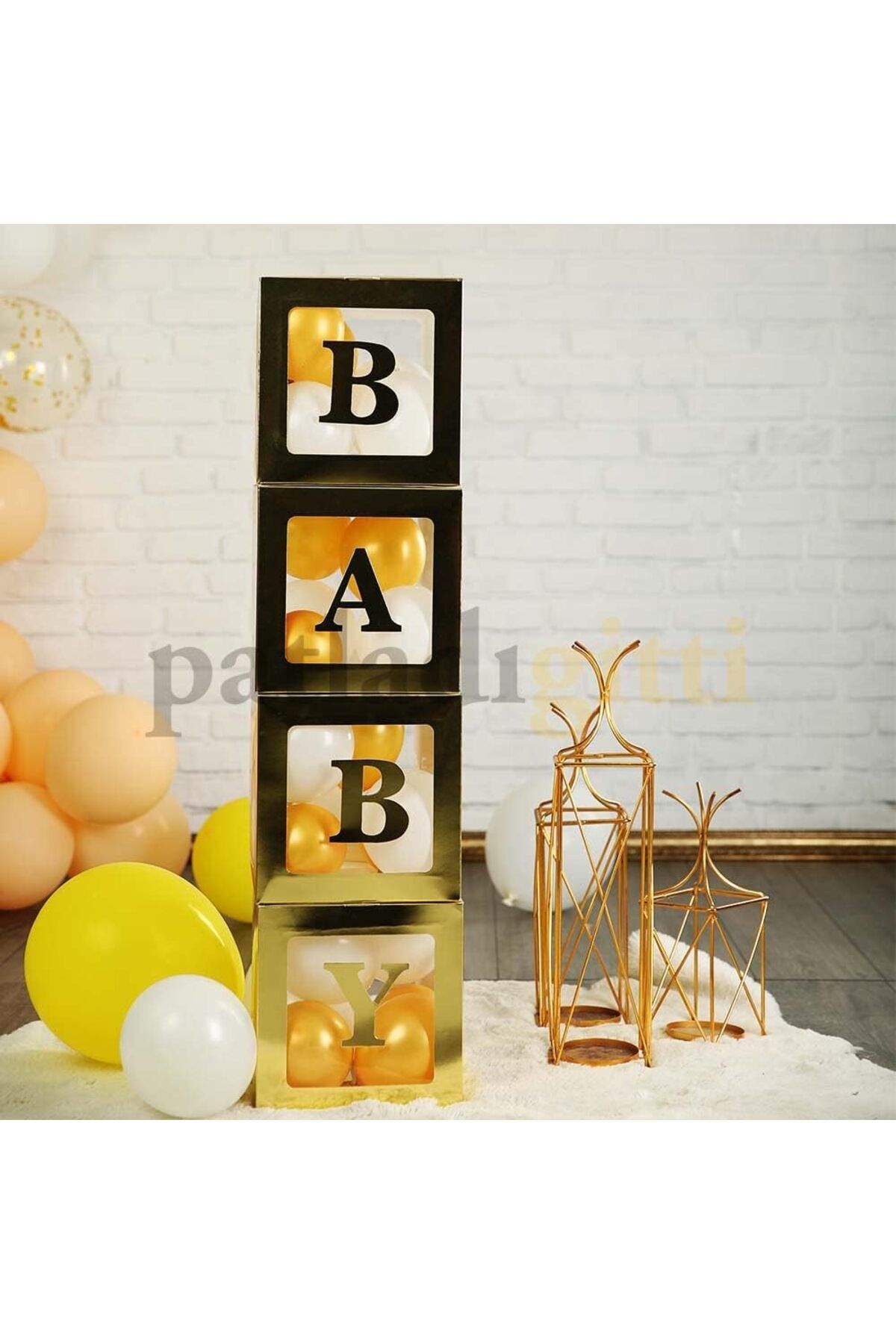 STOREMAX htpshopmx Gitti PG0261 33 Parça Yazılı Şeffaf Gold Kutu ve Balon Seti str http 1092444