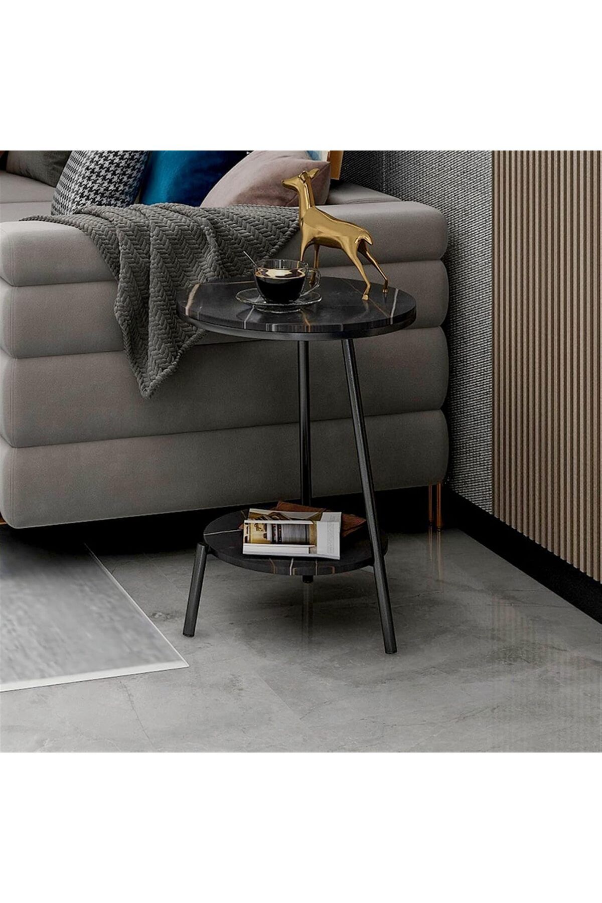 Generic-Metal and marble side table 55x40x30 cm 1