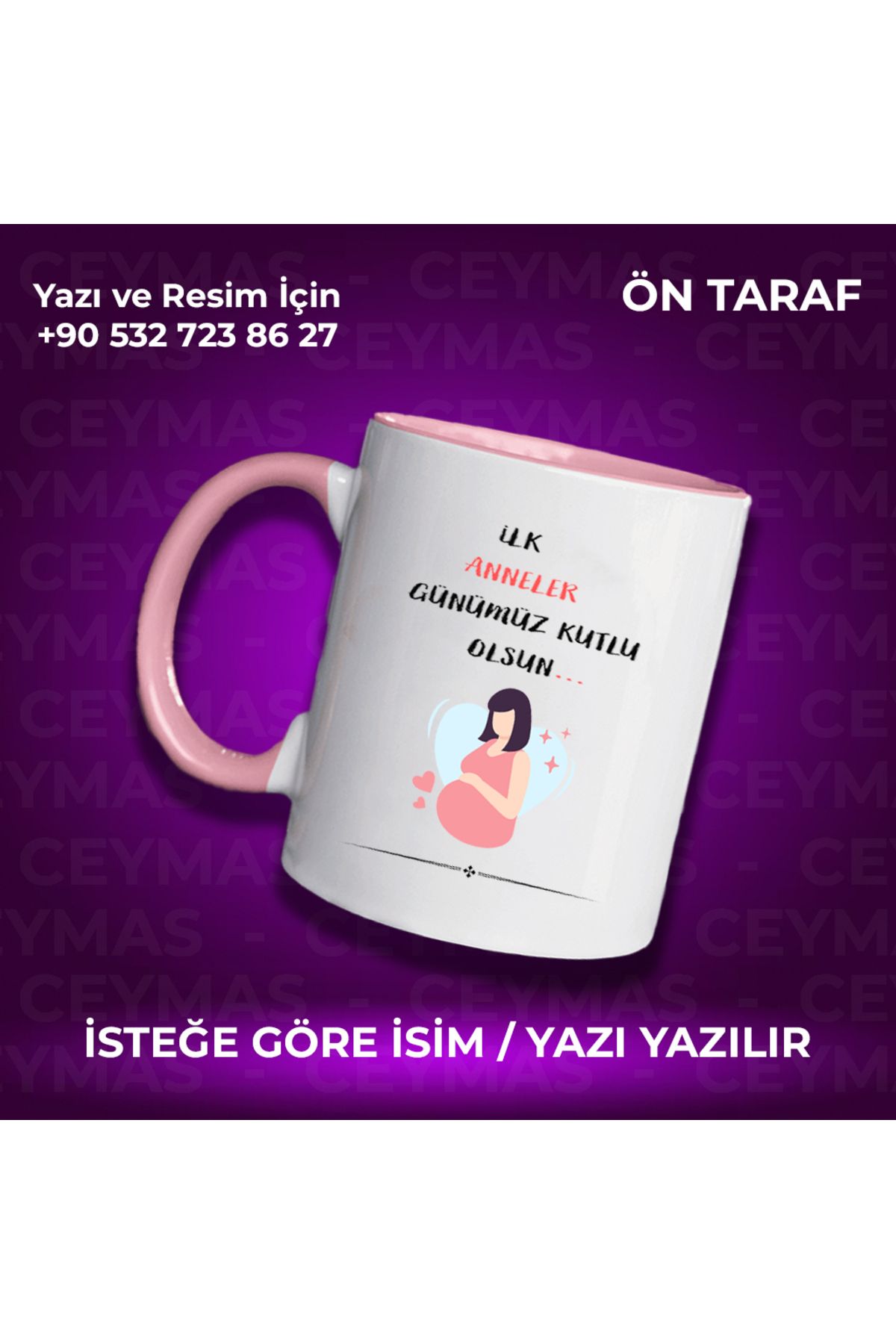 Ceymas Hediyelik Annelere Özel İsimli İlk Anneler Günü Renkli Kupa Bardak