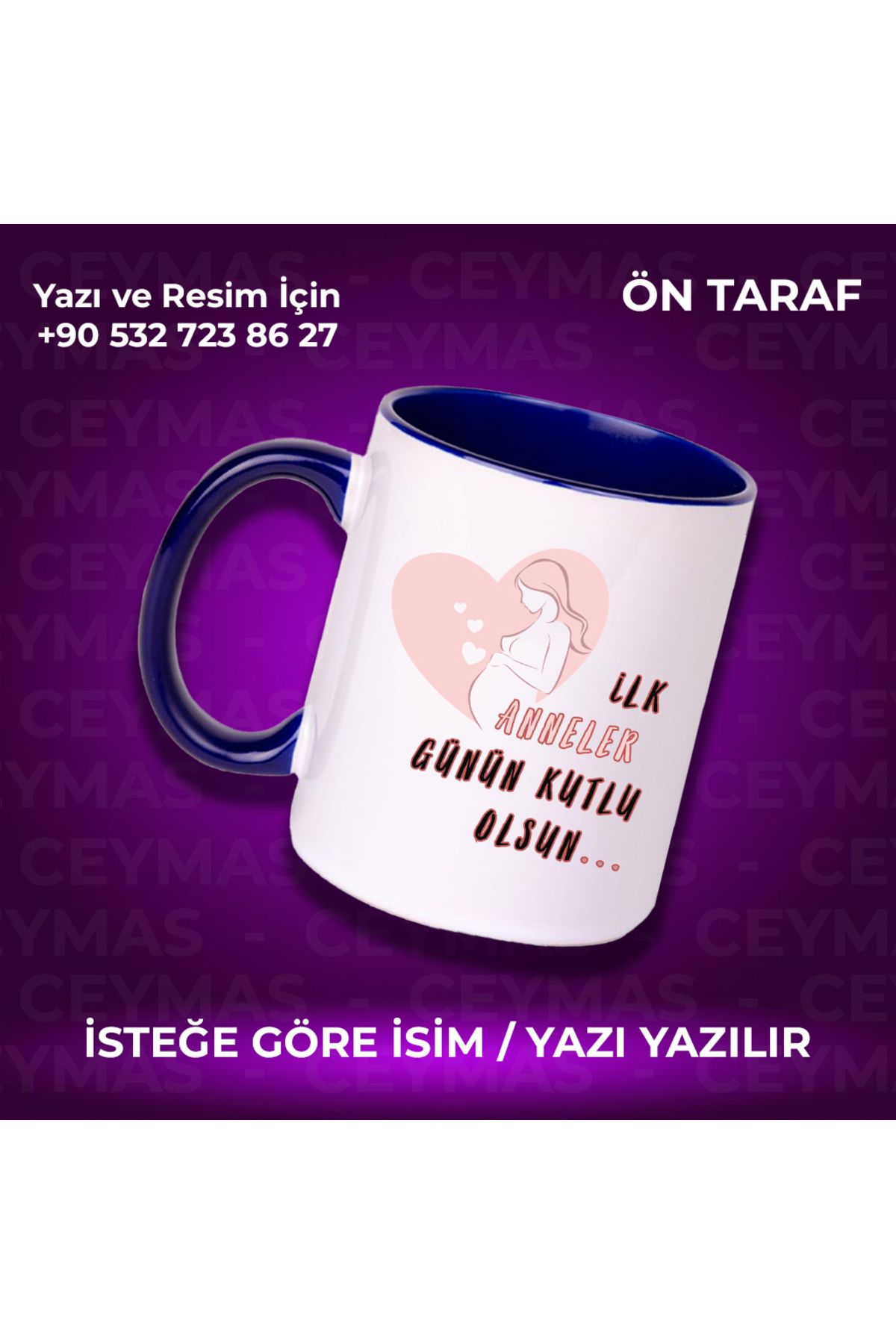 Ceymas Hediyelik Annelere Özel İsimli İlk Anneler Günü Renkli Kupa Bardak