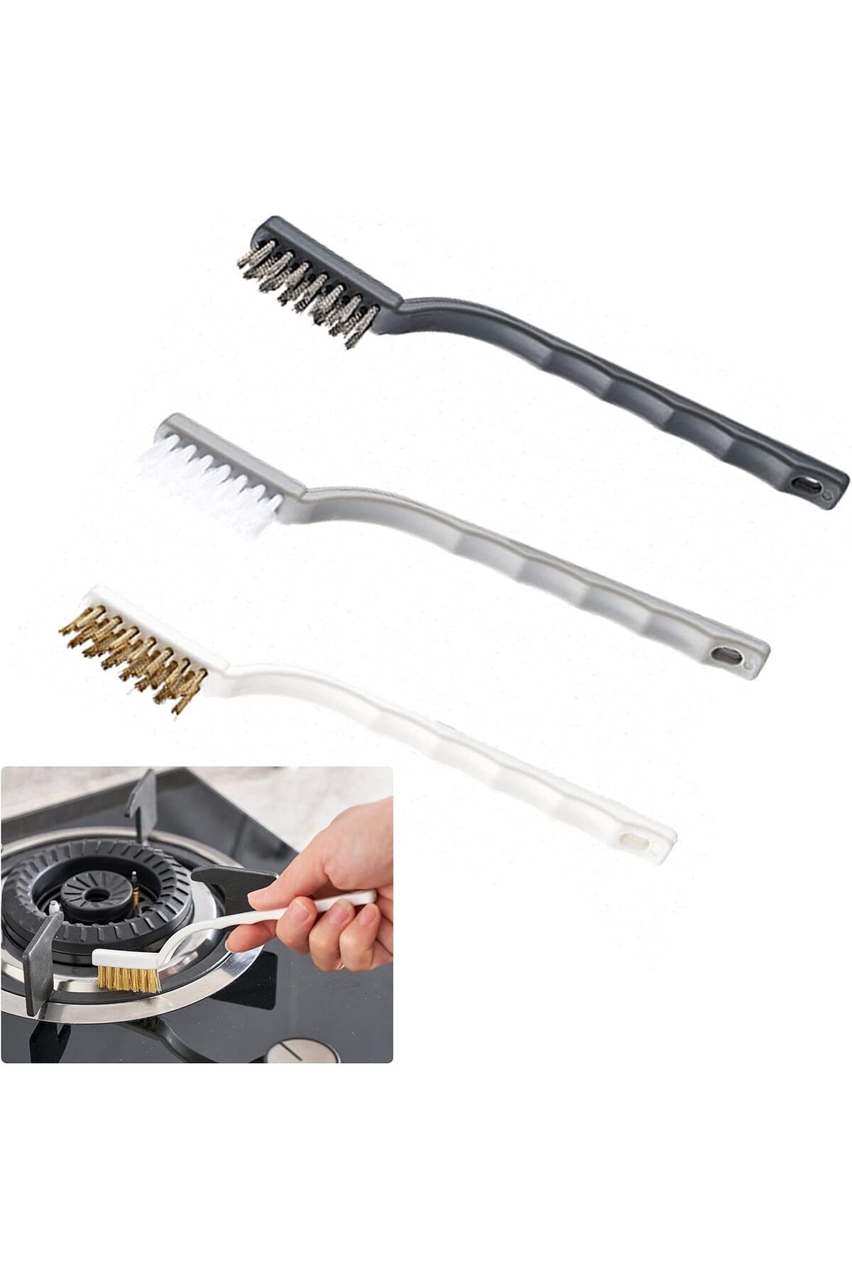 STOREMAX htpshopmx Home 3lü Tel Fırça Aspiratör,Ocak,Banyo,Musluk,Duşakabin,Lavabo,Fırın İçin Temizl