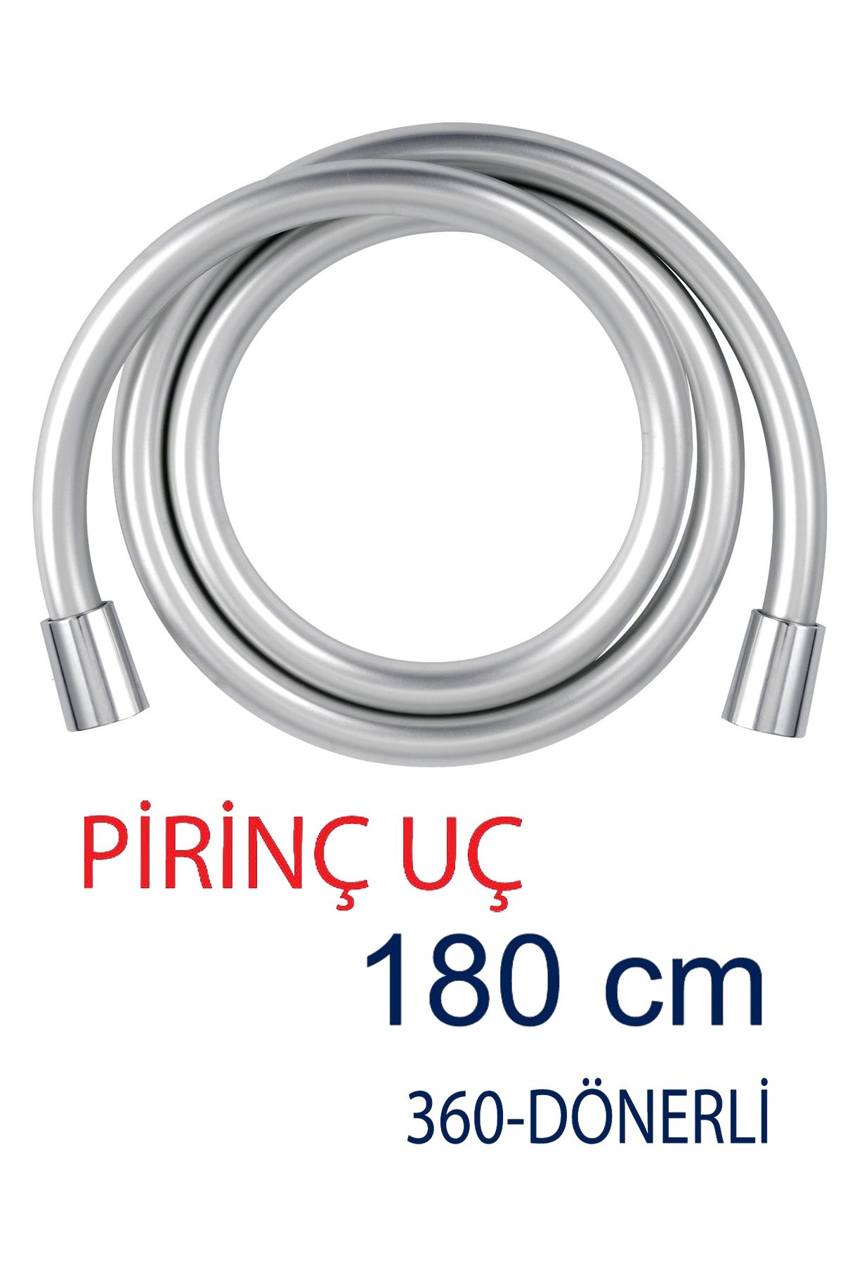 banyonatural Pirinç Uç Pvc Duş Hortum Dayanıklı Banyo Batarya Musluk Duş Hortumu 180 cm
