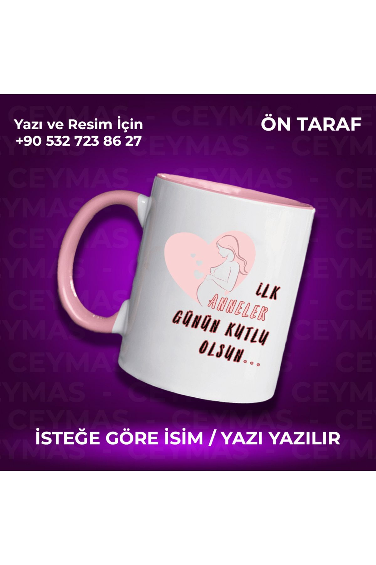 Ceymas Hediyelik Annelere Özel İsimli İlk Anneler Günü Renkli Kupa Bardak