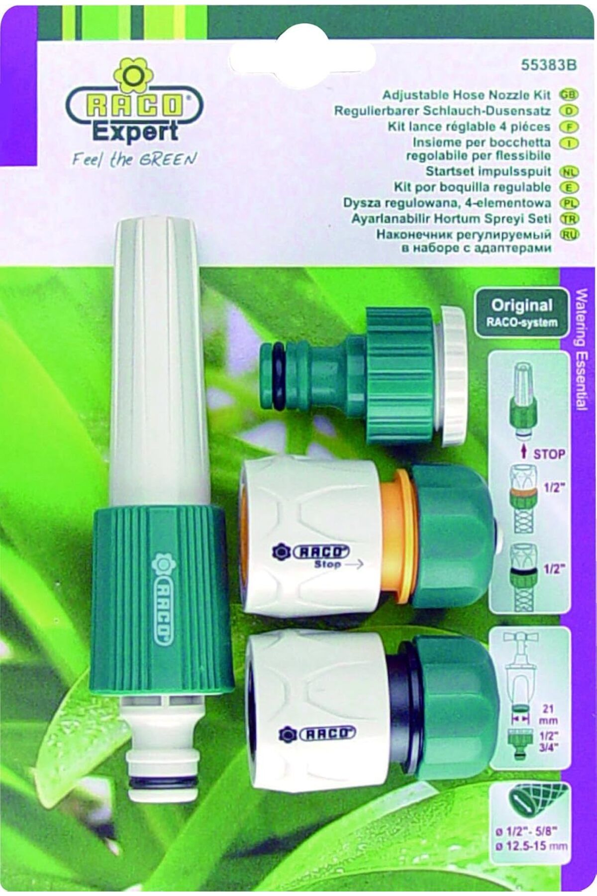 STOREMAX htpshopmx Expert 55383 Ayarlı Sprey Başlıklı, Bağlantı Adaptörlü Hortum Ucu Tabanca Seti 1/2