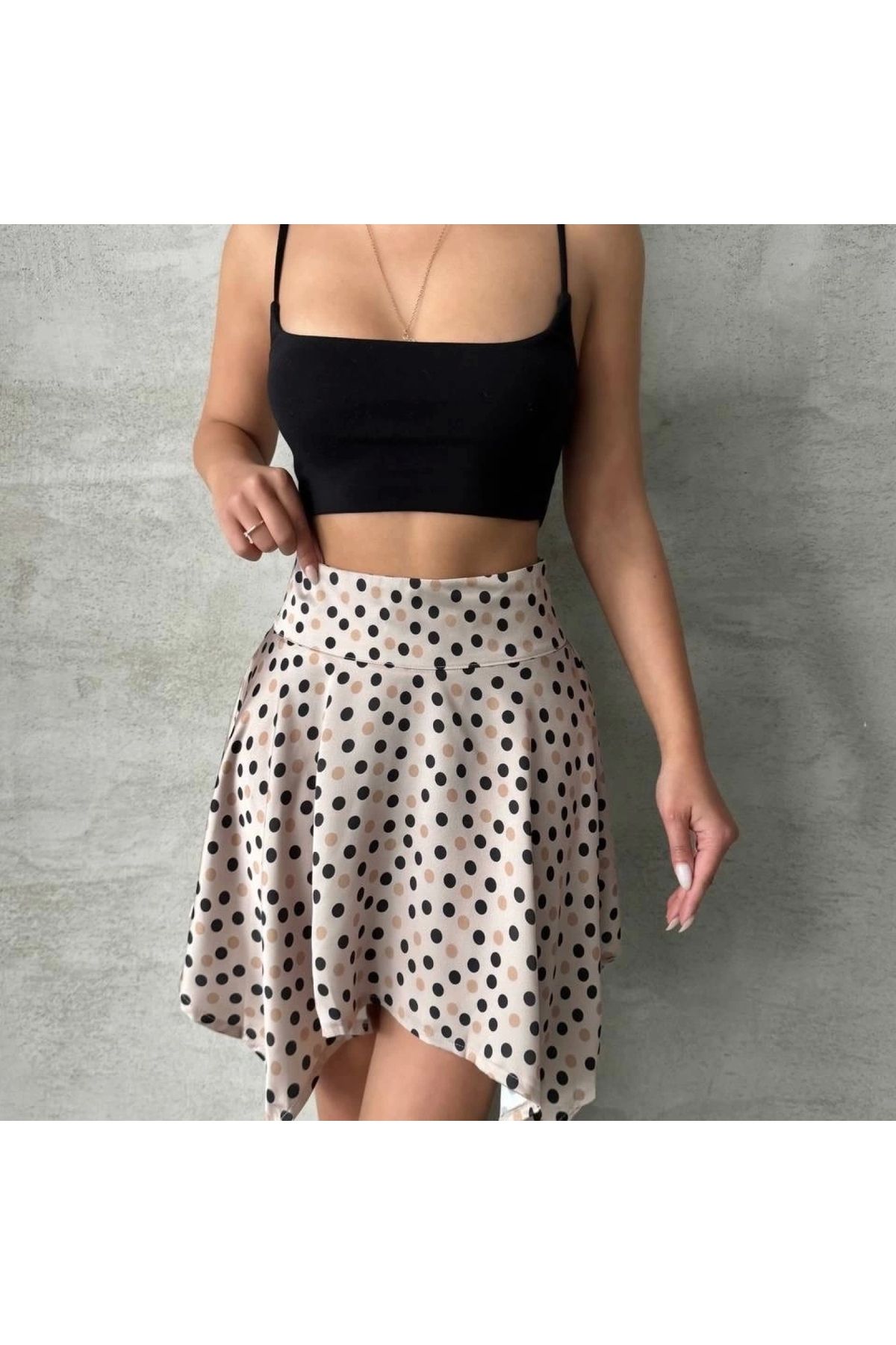 BYB MODA TASARIM Puantiyeli etek s25900