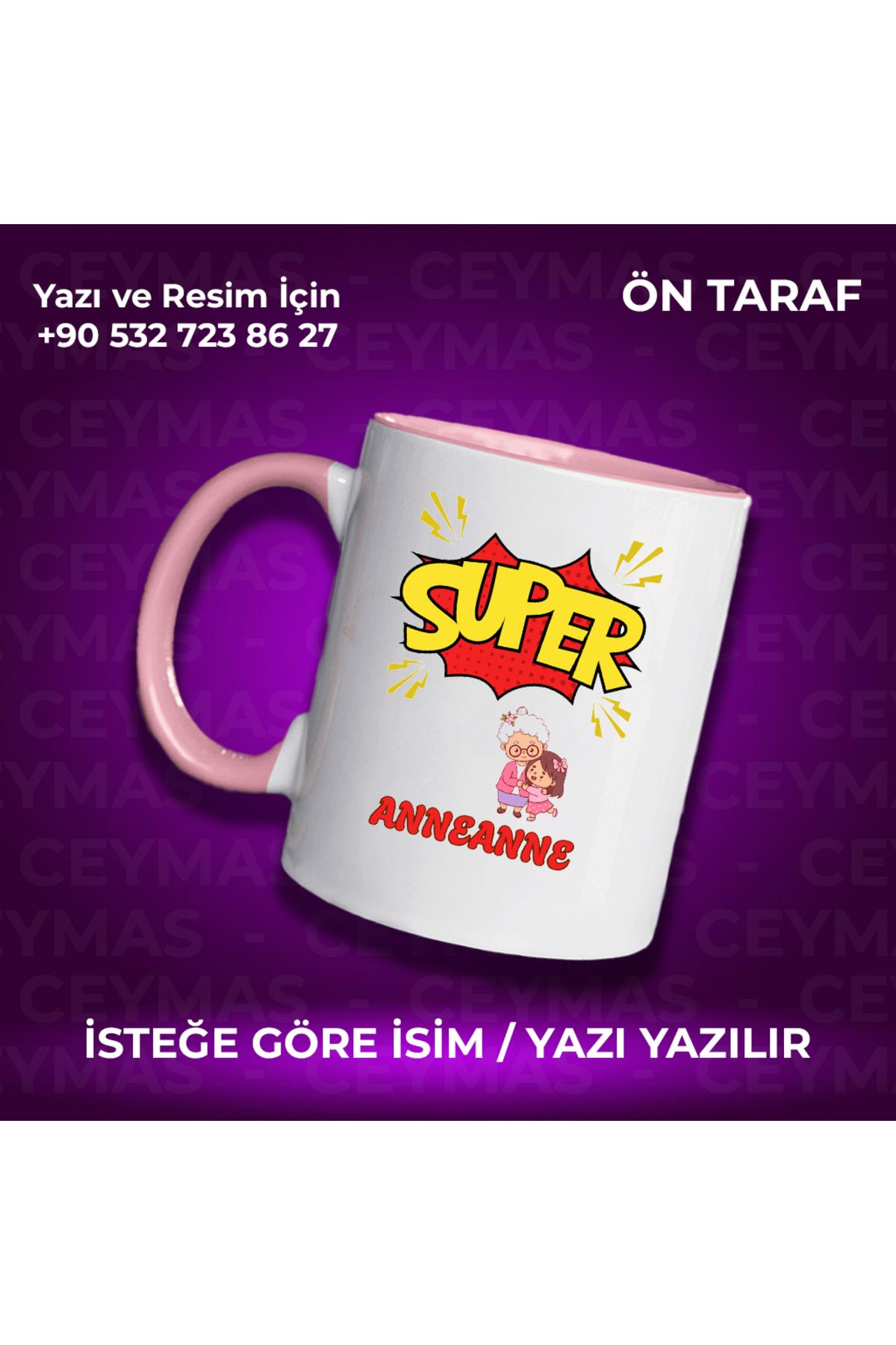 Ceymas Hediyelik Anneannelere Özel Süper Anneanne Renkli Kupa Bardak