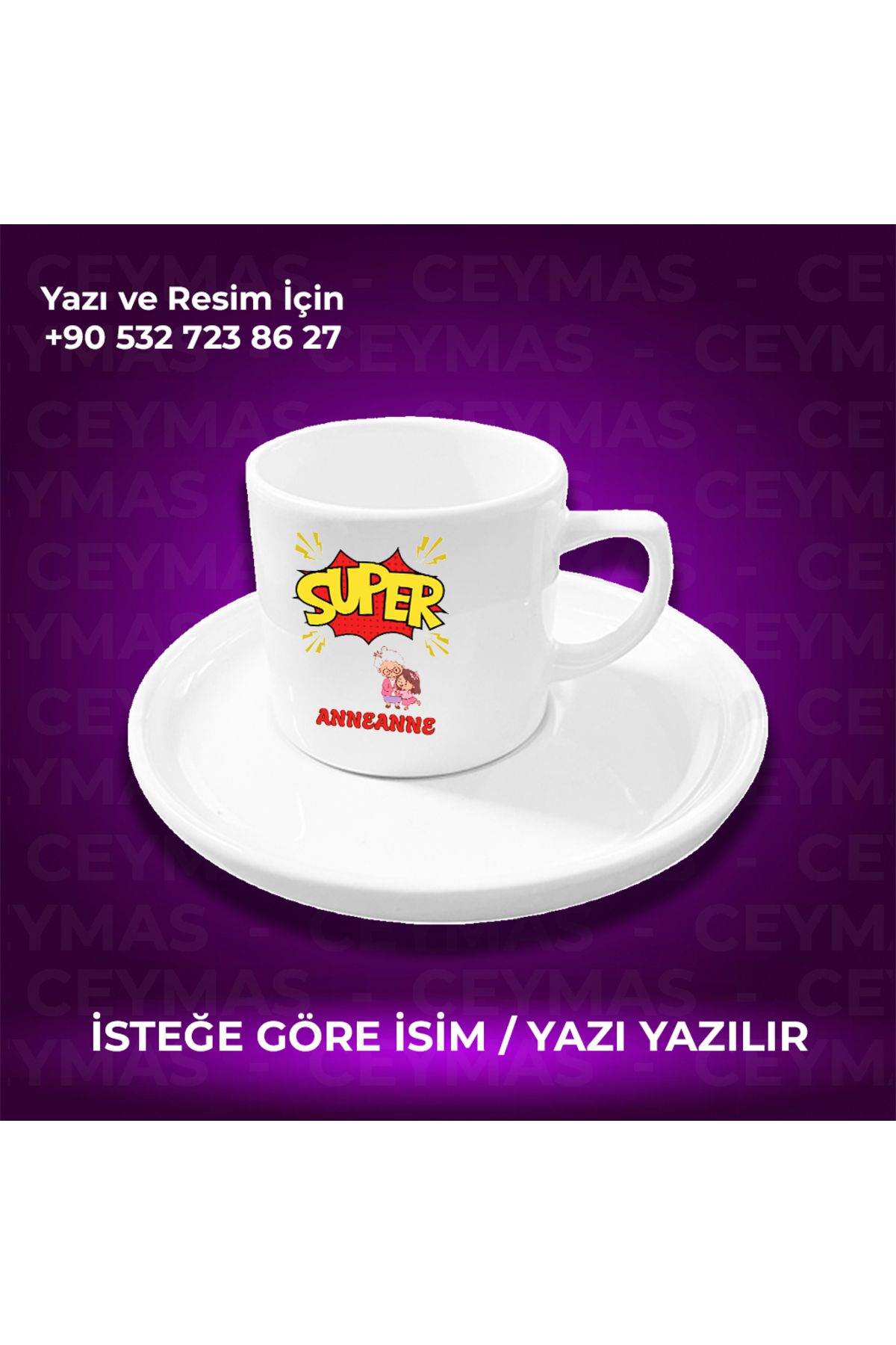 Ceymas Hediyelik Anneannelere Özel Süper Anneanne Renkli Kupa Bardak