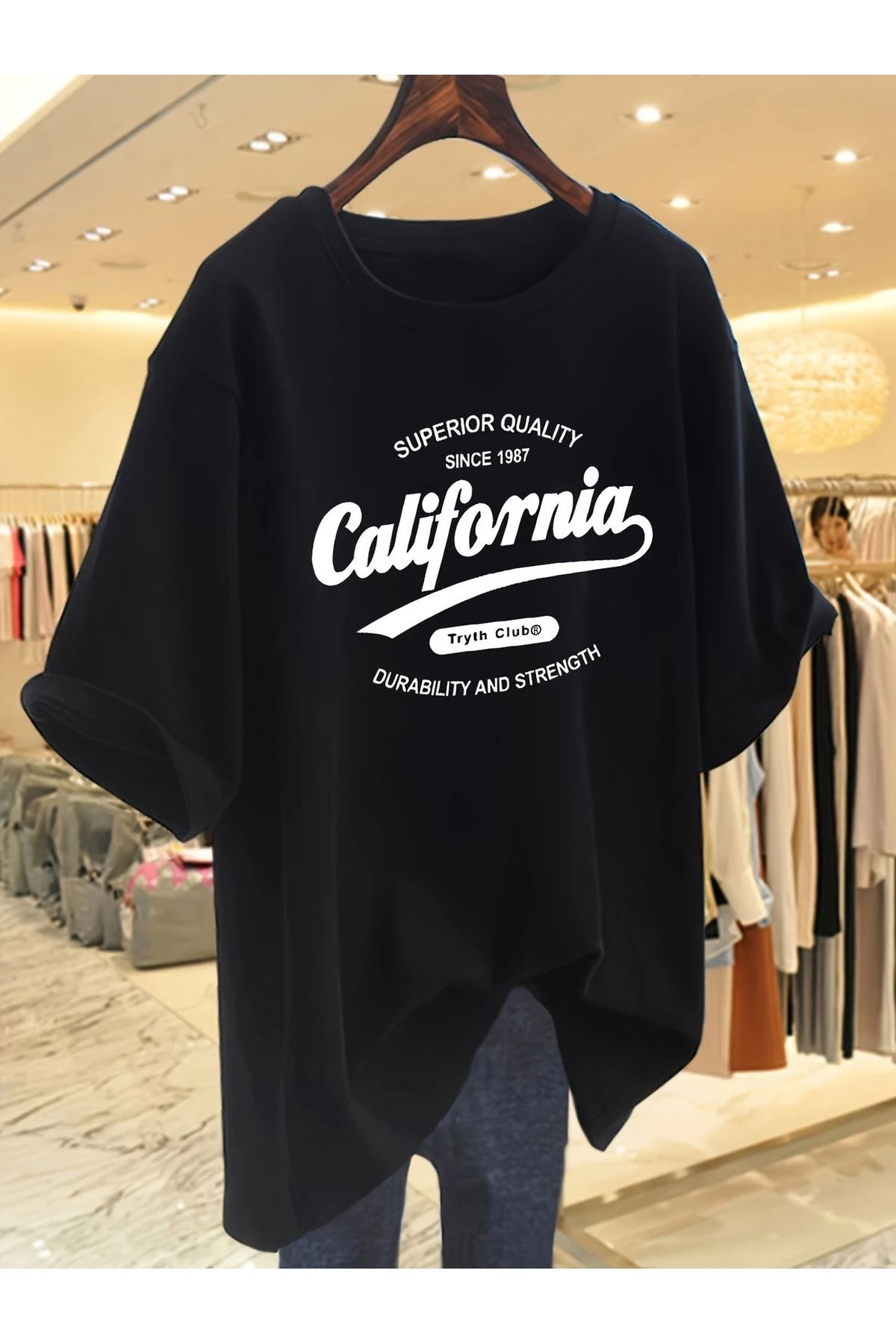Massgai Unisex California Baskılı Oversize %100 Pamuk T-shirt
