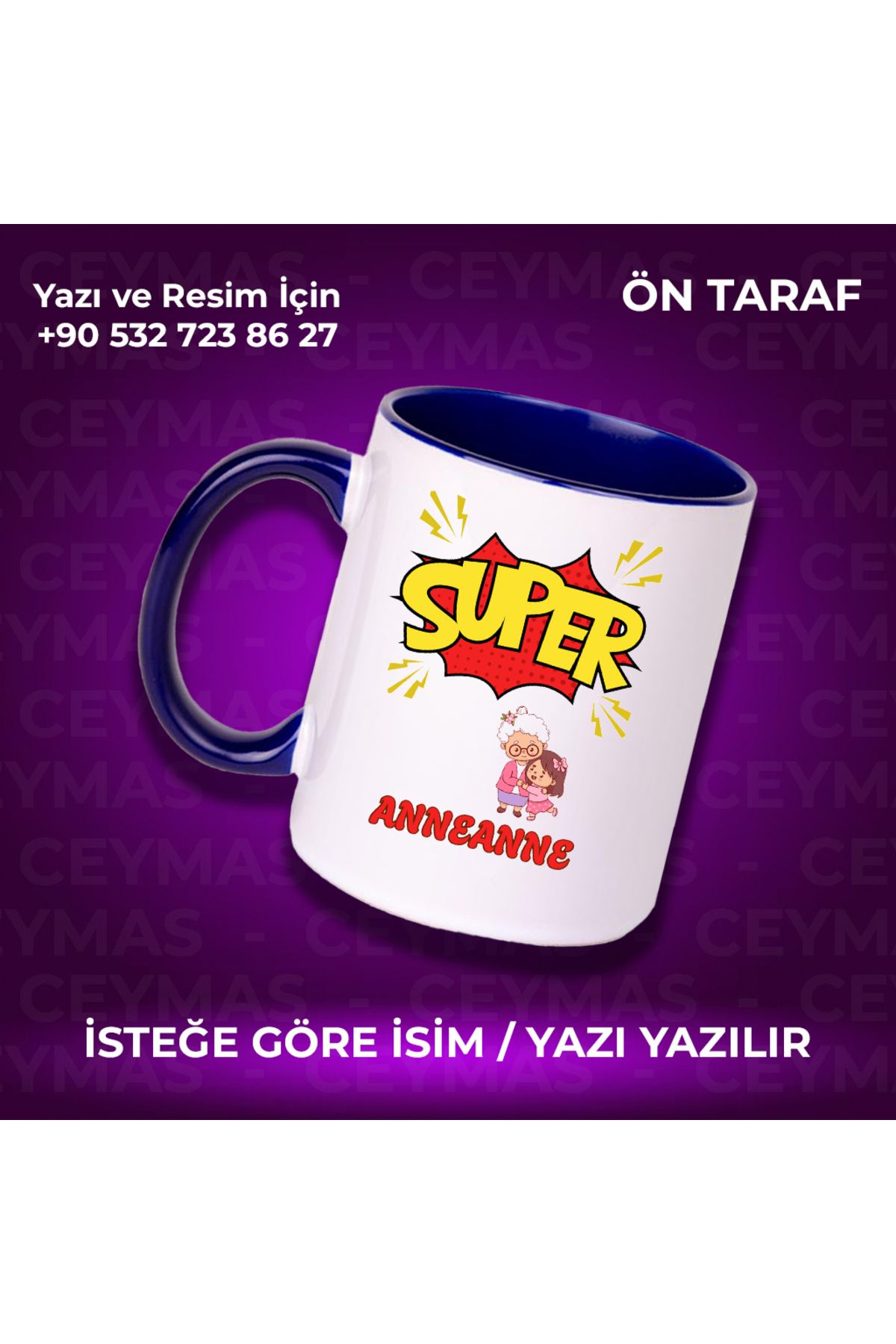 Ceymas Hediyelik Anneannelere Özel Süper Anneanne Renkli Kupa Bardak