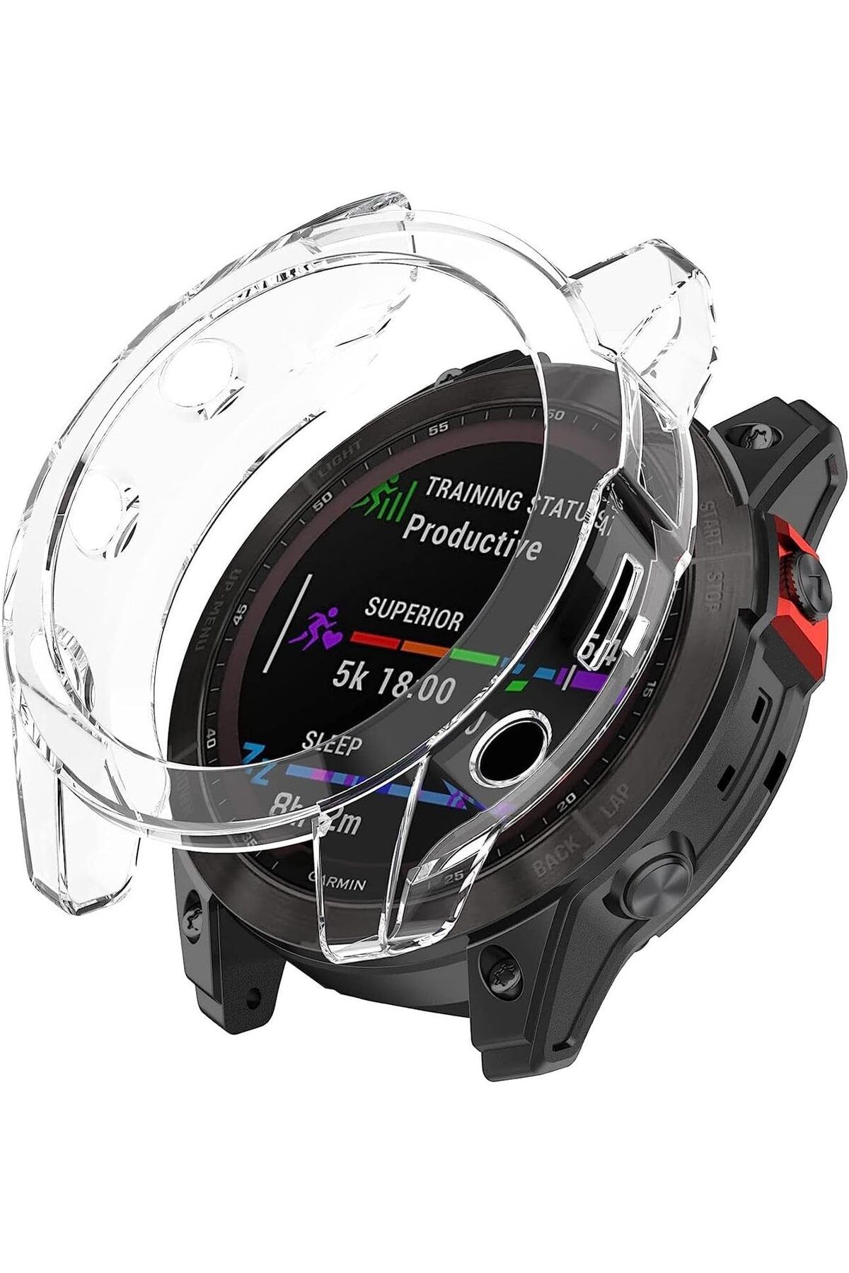 KDROĞLU KDROGLU Garmin Fenix 6 Sapphire için Kılıf 360 Full Round Soft Silicone Şeffaf [Fenix 6 Sapphire