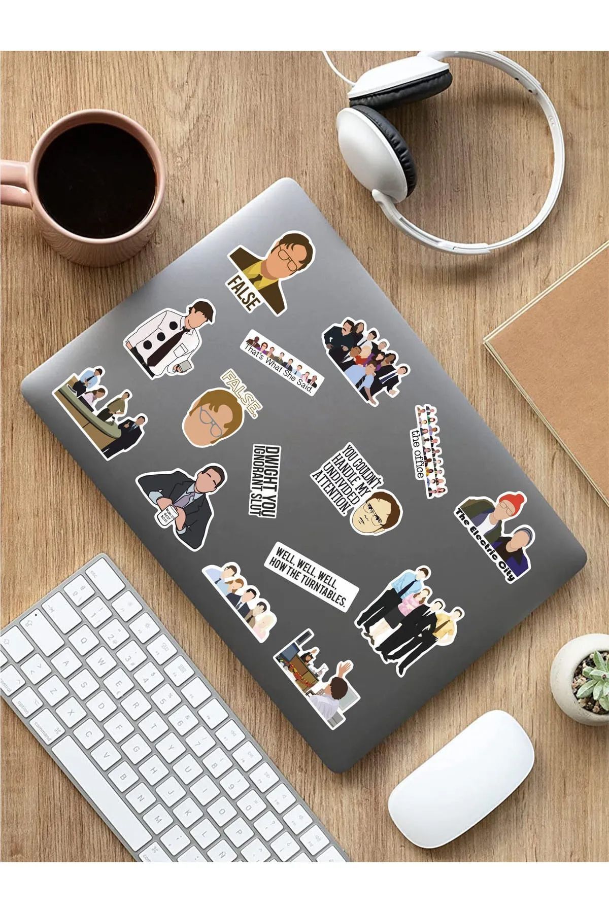 KT Decor Ofis Temalı Telefon, Tablet, Laptop, Notebook, Defter, Ajanda PVC Sticker Seti-4