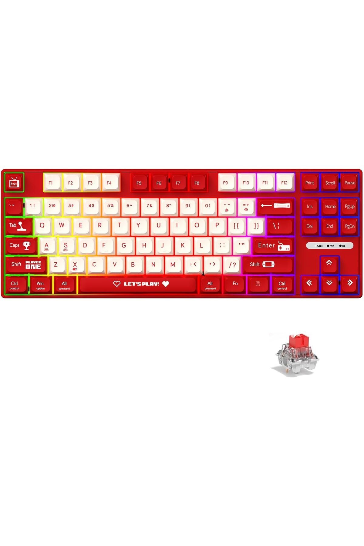 DERİK Derik AJAZZ AK870 MC Kablolu Mekanik Oyun Klavyesi Kırmızı Klavye Red Switch YENİ 1122015