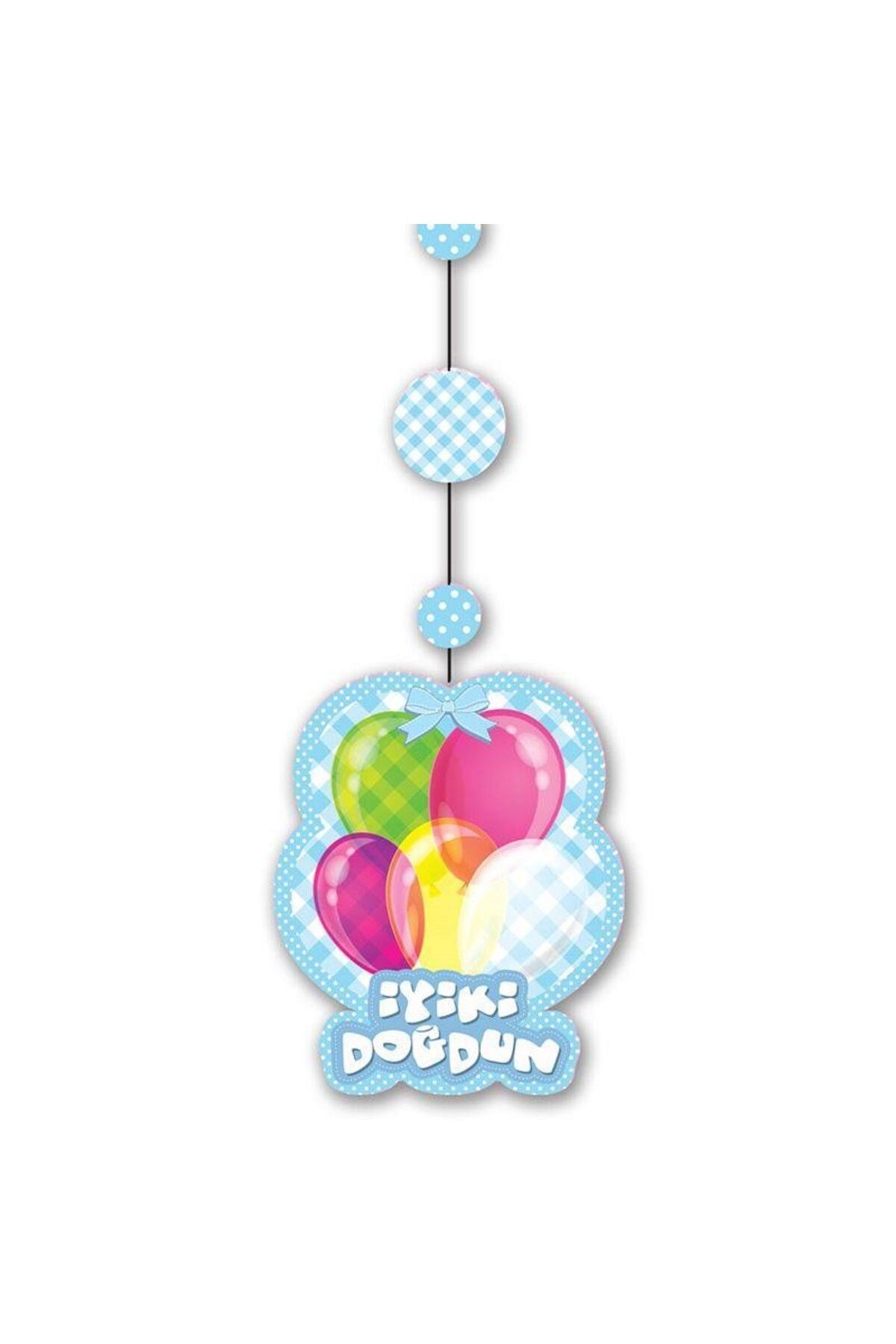 KDROĞLU KDROGLU İyiki Doğdun Yazılı Asmalı İp Süs Mavi Renk 3 lü Set 12x45 cm New Desing 1109836