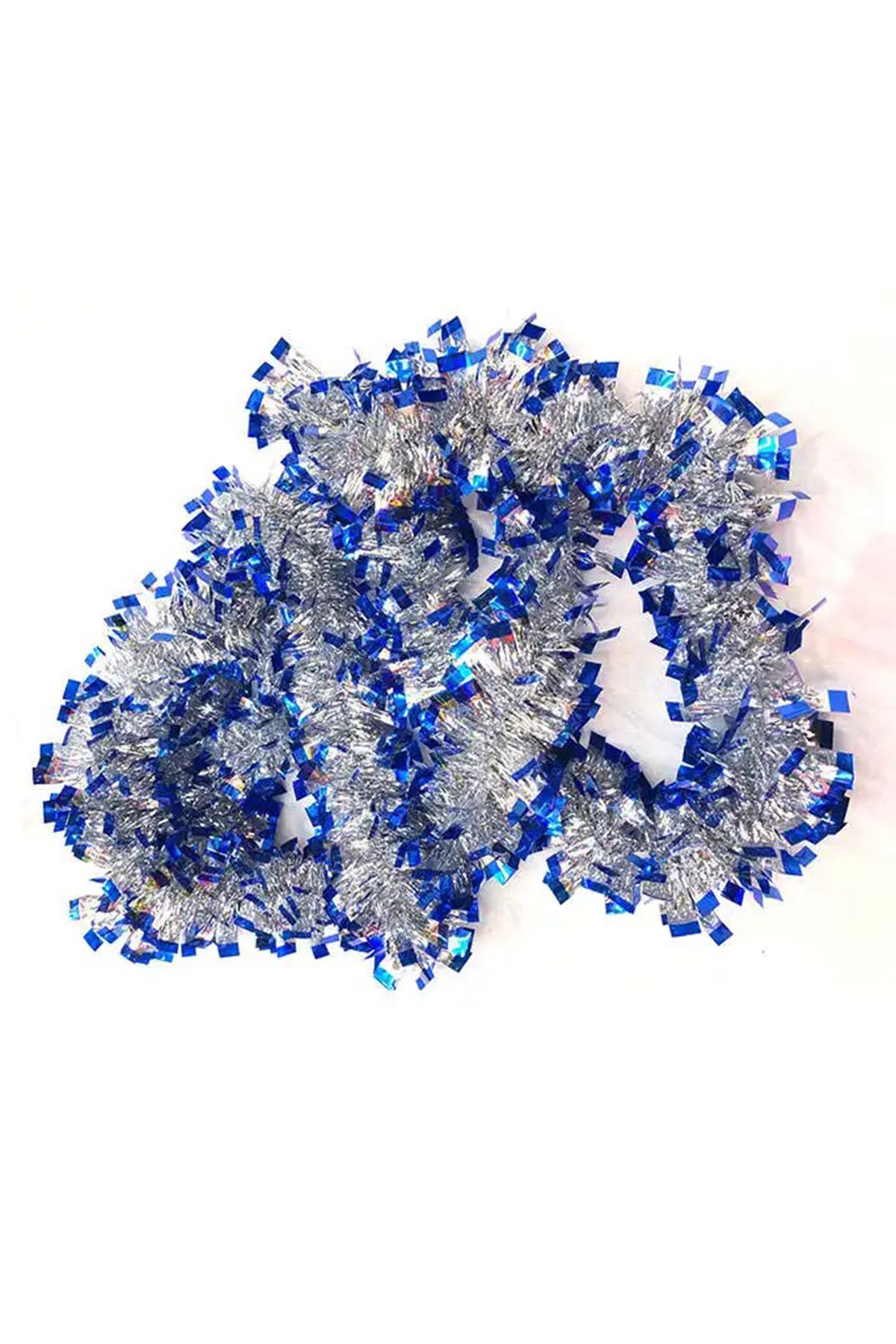 KDROĞLU KDROGLU Mavi Gümüş Renk 4 cm Genişlik Garland Çift Renk Sim Süs 180 cm New Desing 1109836