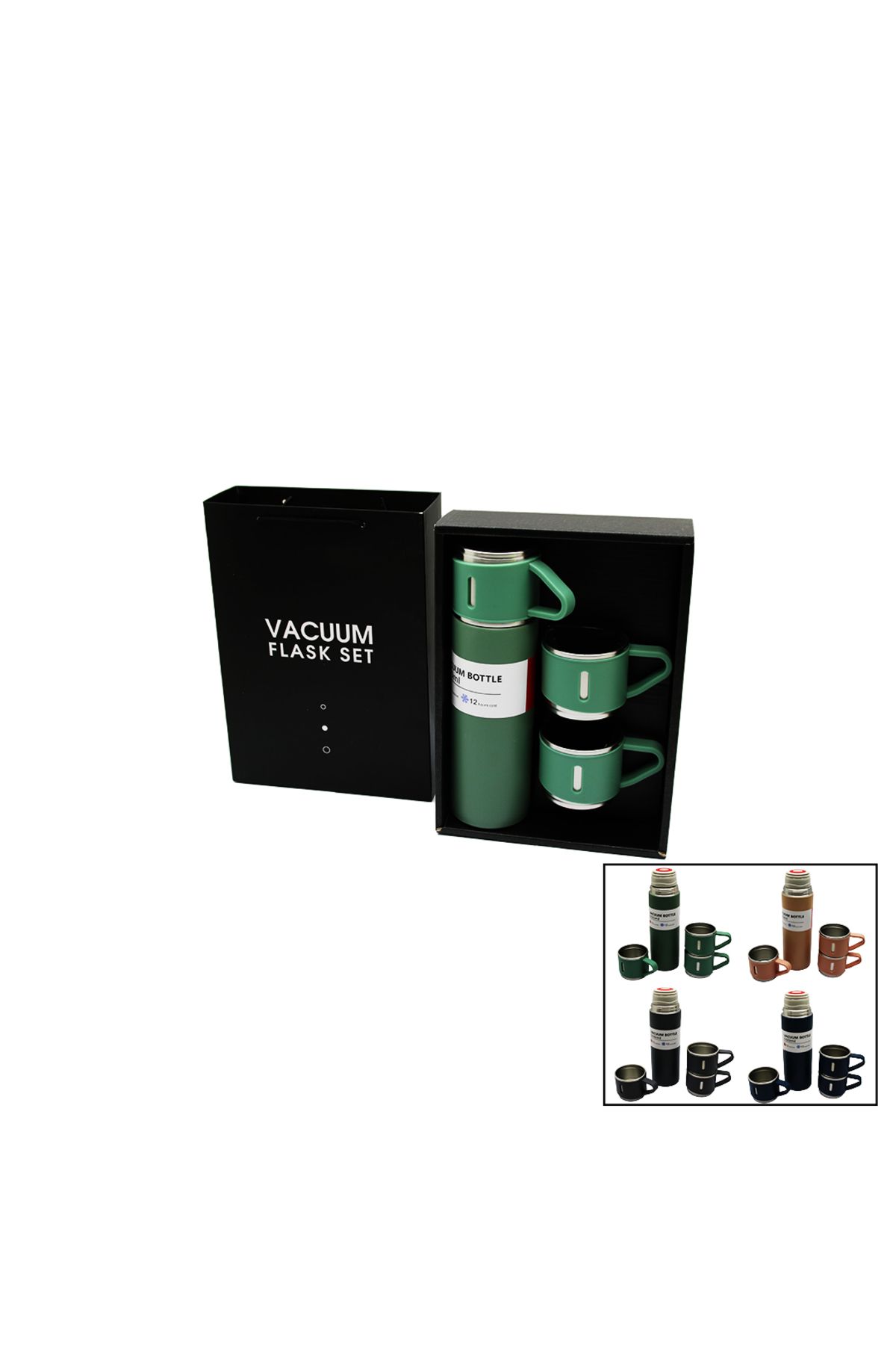 DERİK Derik ÇANTALI 500ML 3 PARÇA BARDAKLI ÇELİK TERMOS SETİ YENİ 1122015