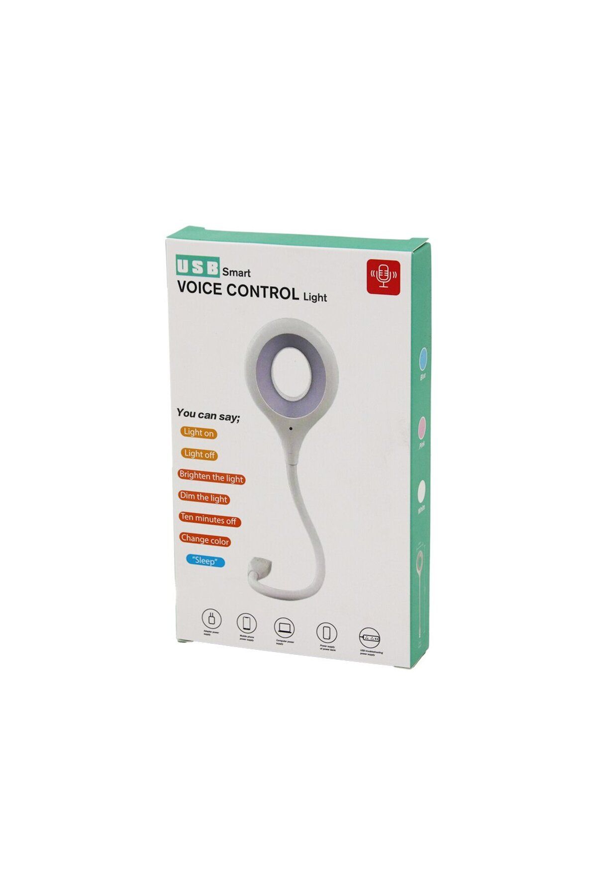 KDROĞLU KDROGLU USB SMART VOICE CONTROL LİGHT SESLİ IŞIK AYARLI MİNİ YUVARLAK USB 16 LEDLİ LAMBA AKROB