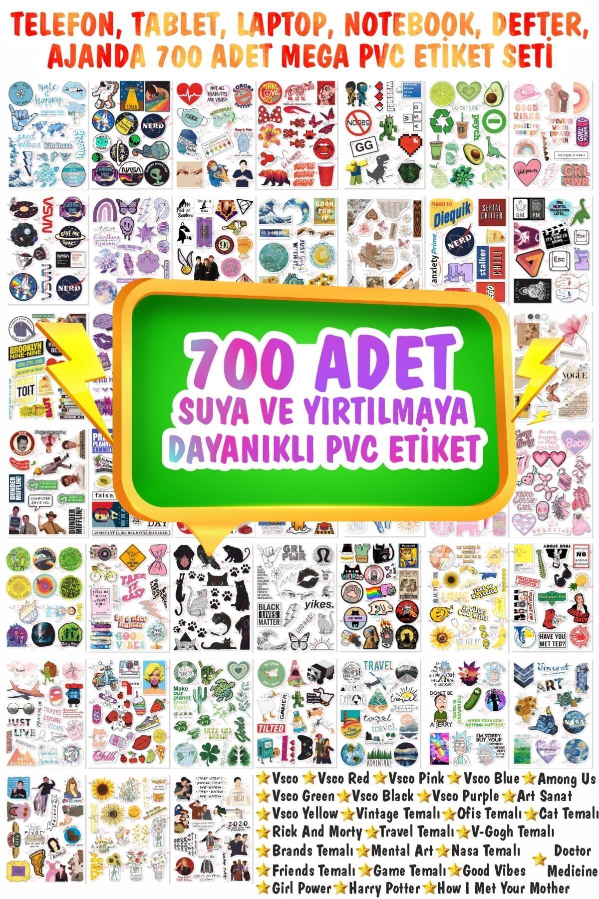 KT Decor 700 Adet Suya ve Yırtılmaya Dayanıklı Telefon, Tablet, Laptop, Notebook, Defter, Ajanda Etiket Seti