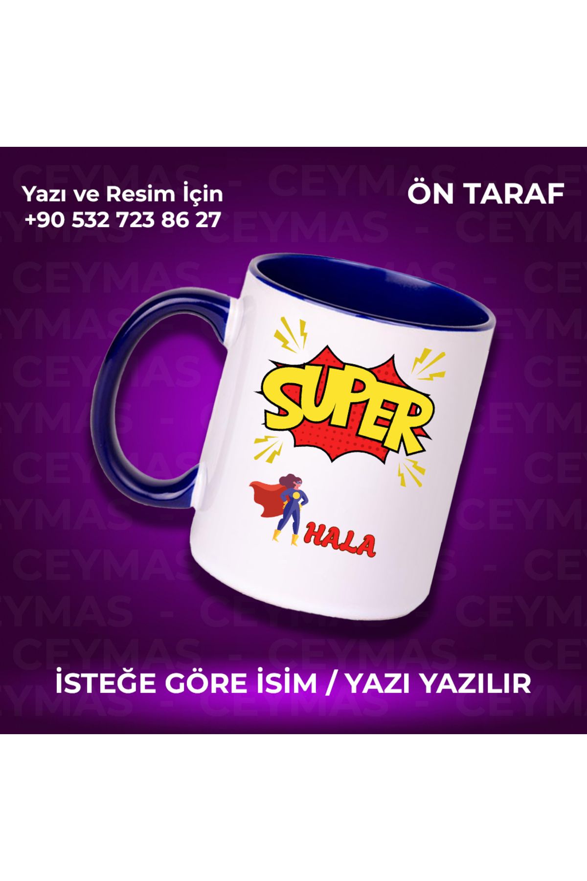 Ceymas Hediyelik Teyzelere Özel Süper Teyze Tasarımlı İsim Baskılı Renkli Kupa Bardak