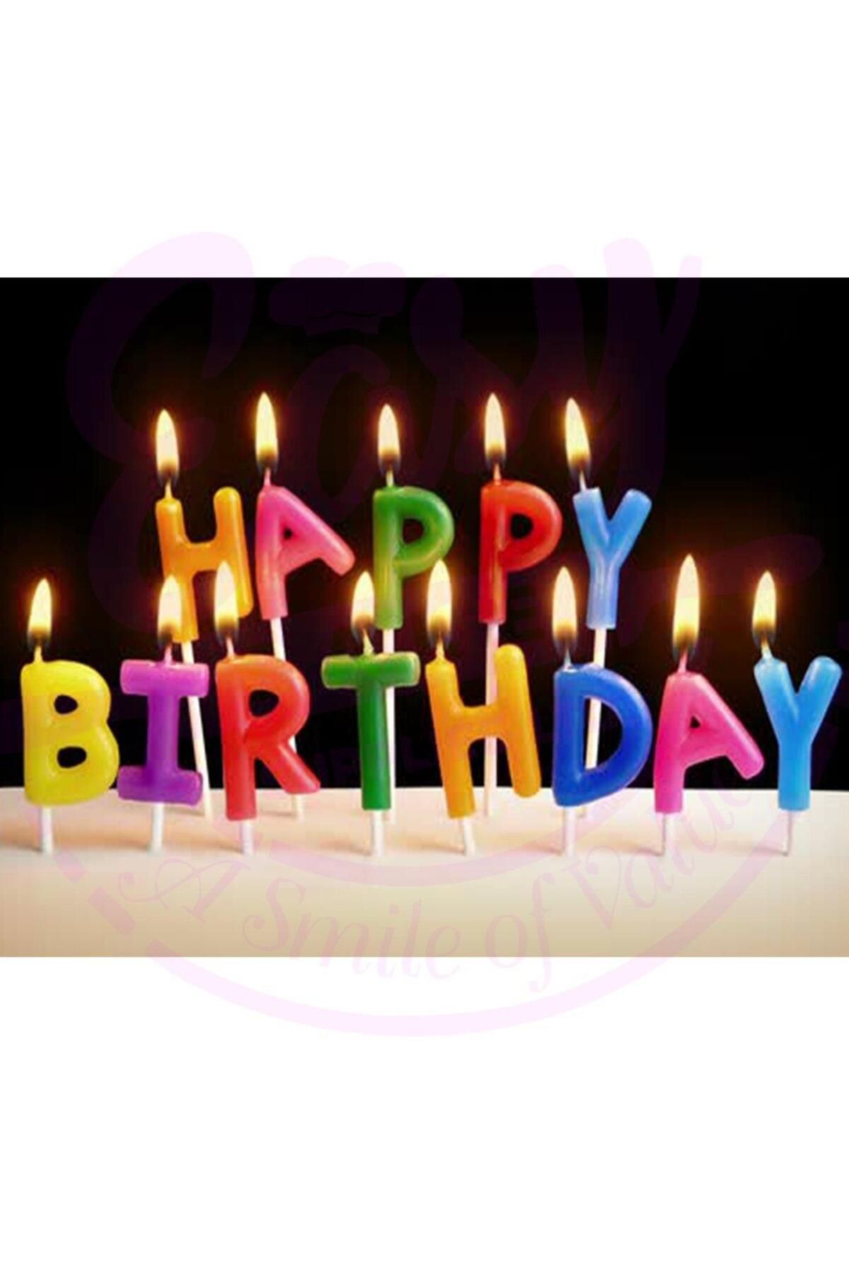 KDROĞLU KDROGLU Rengarenk Happy Birthday Yazılabilen Doğum Günü Mumu New Desing 1109836