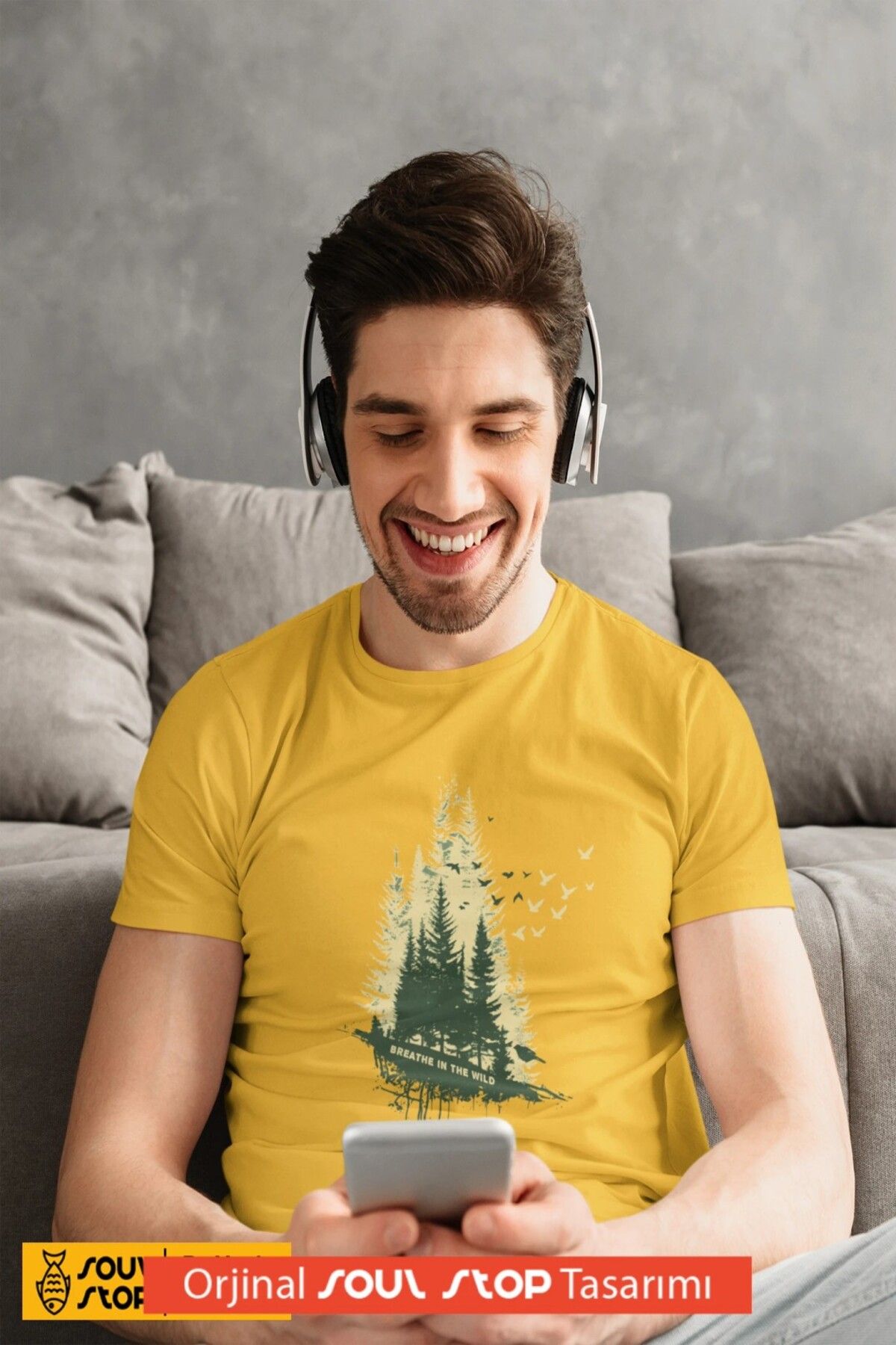 soul stop where freedom flows against the current Breathe in the Wild Unisex Erkek T-Shirt – Soul Stop Özgün Tasarımı