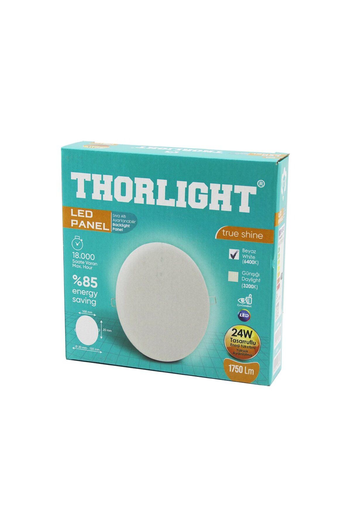 KDROĞLU KDROGLU THORLIGHT S-224 24W 16.8CM BEYAZ LED PANEL SIVA ALTI AYARLI MANDALLI 6400K - 1750LM - 18000