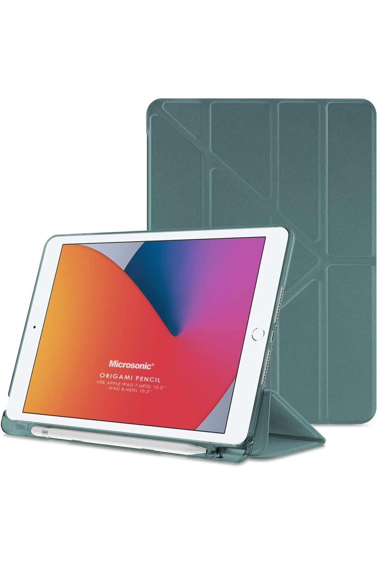 KDROĞLU GEÇMEZ iPad 10.2'' 9. Nesil (A2602-A2604-A2603-A2605) Origami Pencil Koyu Yeşil [iPad 9.Nesil 10.2