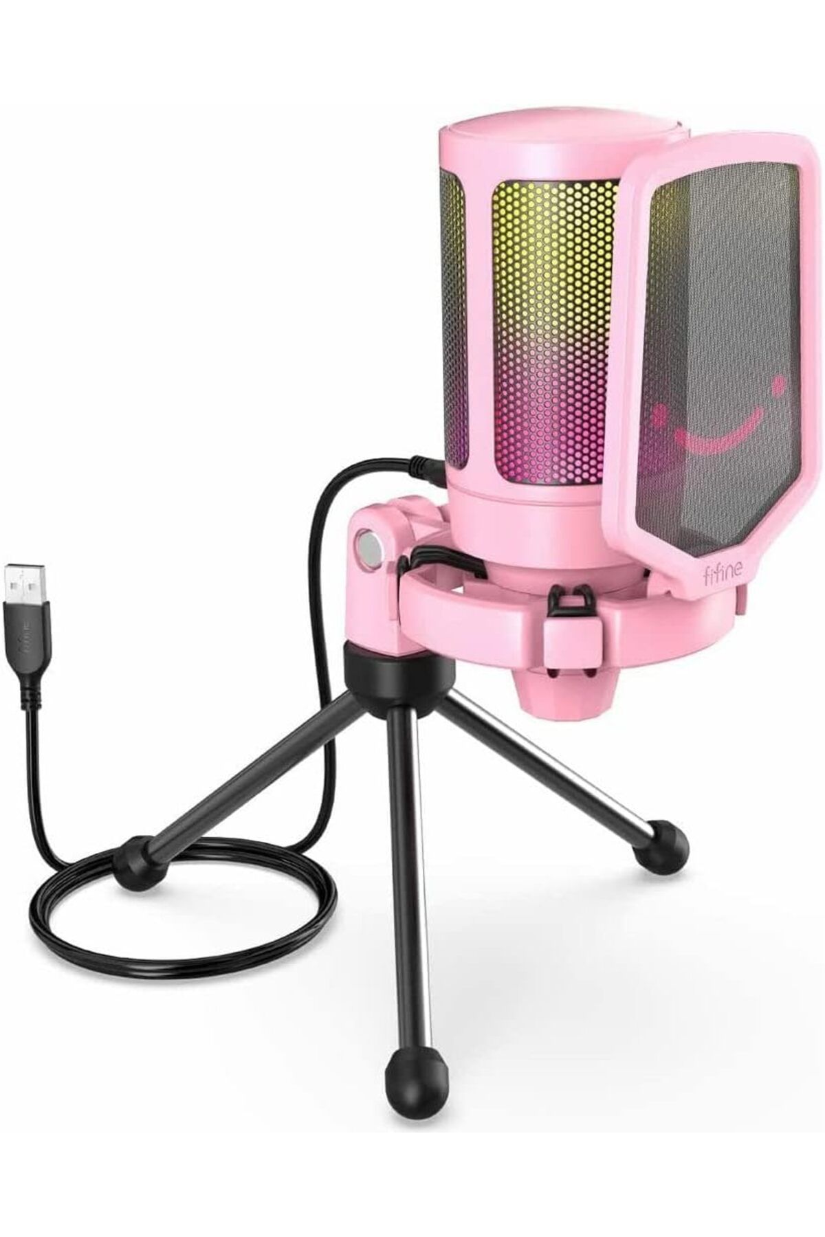 KDROĞLU plamystical Ampligame A6V Yayıncı - Oyuncu - Gamer - Podcast - Youtuber RGB USB Mikrofon (Pembe) n