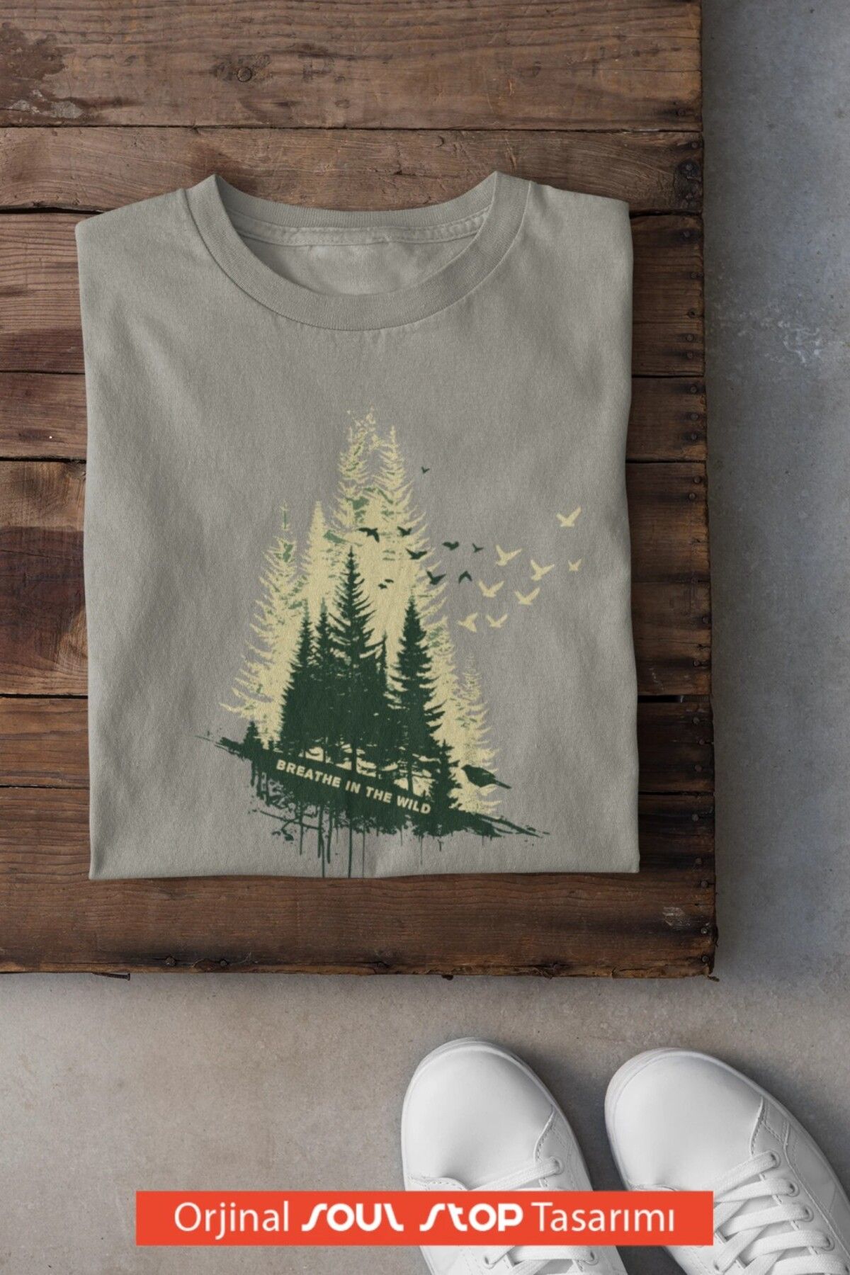 soul stop where freedom flows against the current Breathe in the Wild Unisex Erkek T-Shirt – Soul Stop Özgün Tasarımı