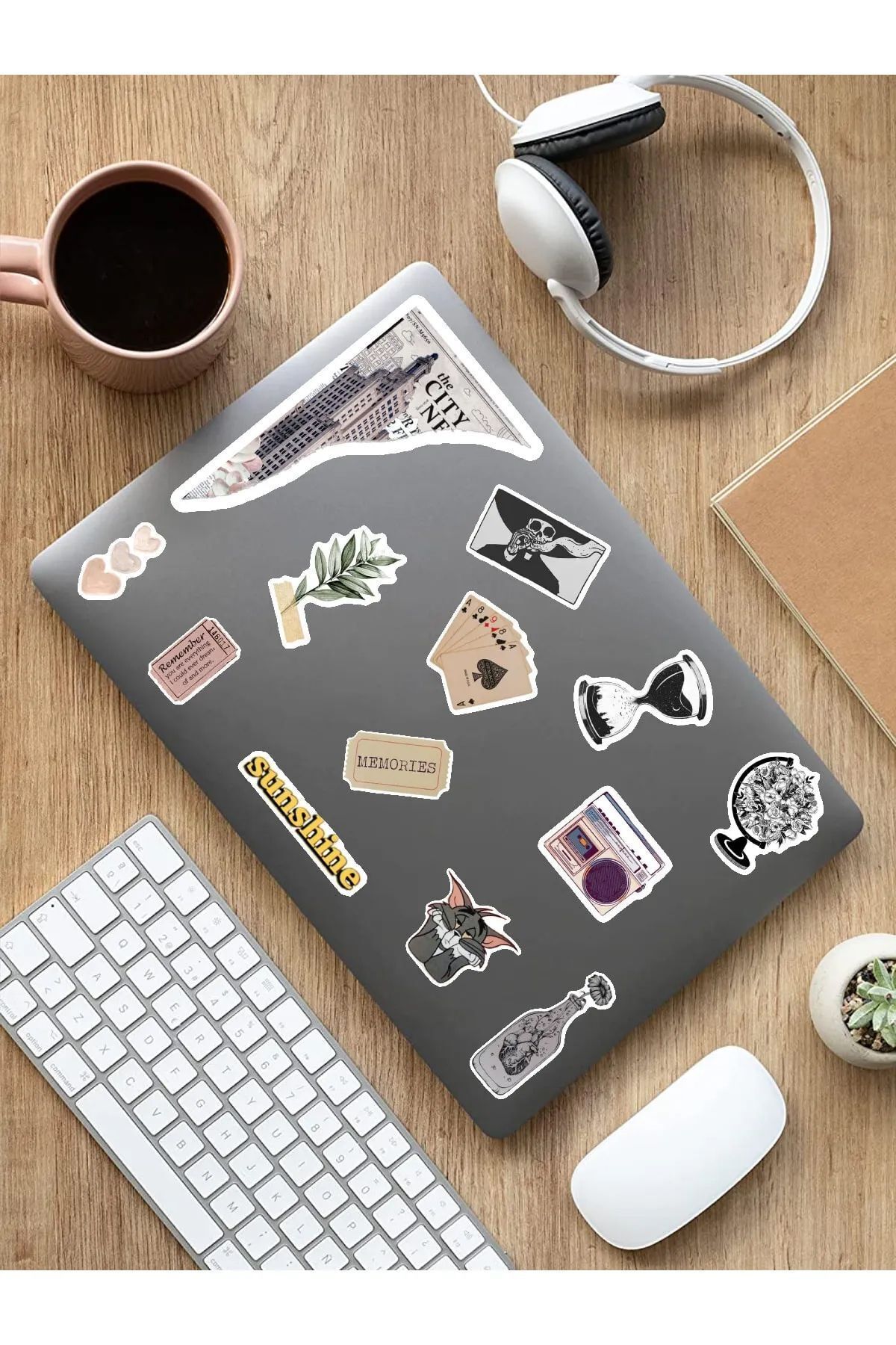 KT Decor Vintage & Retro Temalı Telefon, Tablet, Laptop, Notebook, Defter, Ajanda PVC Sticker Seti-8