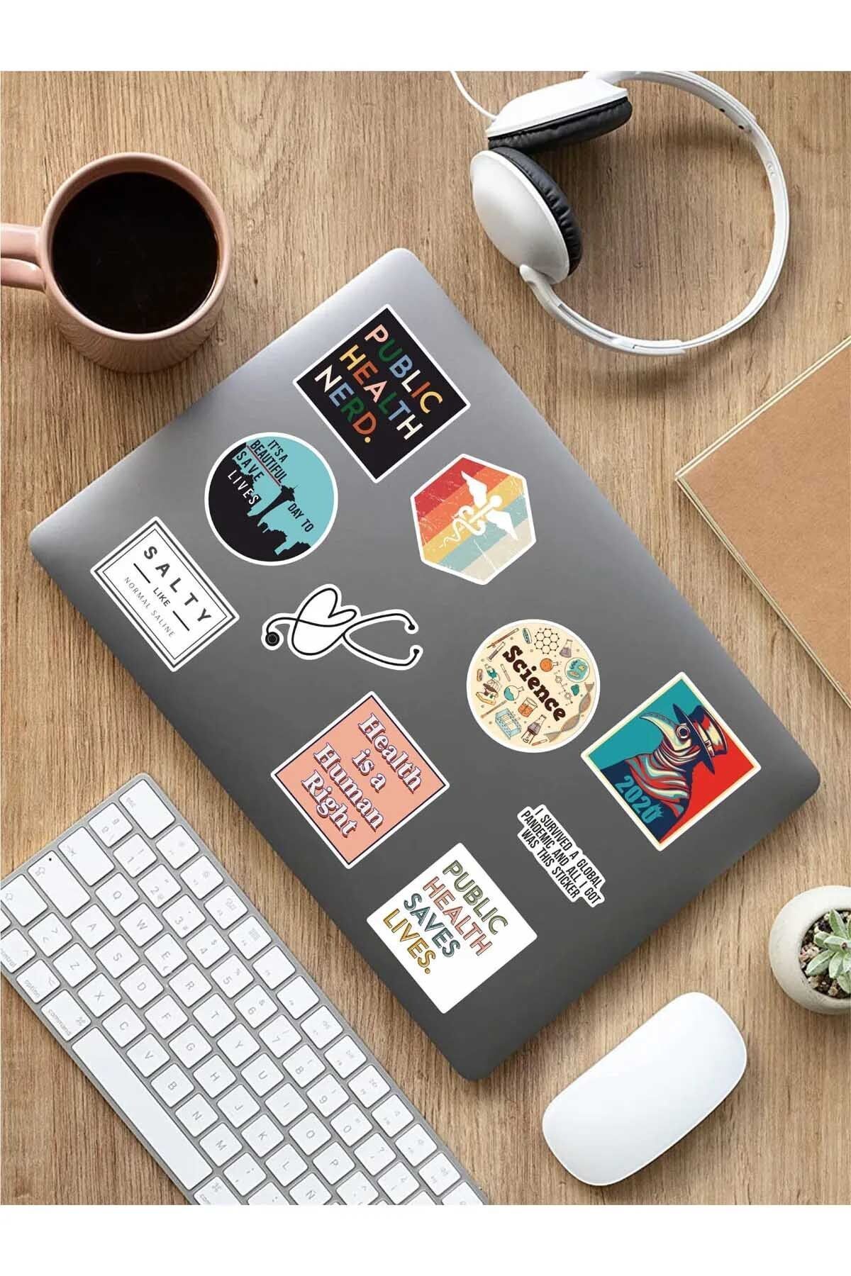 KT Decor Doktor Medicine Temalı Telefon, Tablet, Laptop, Notebook, Defter, Ajanda PVC Sticker Seti-3