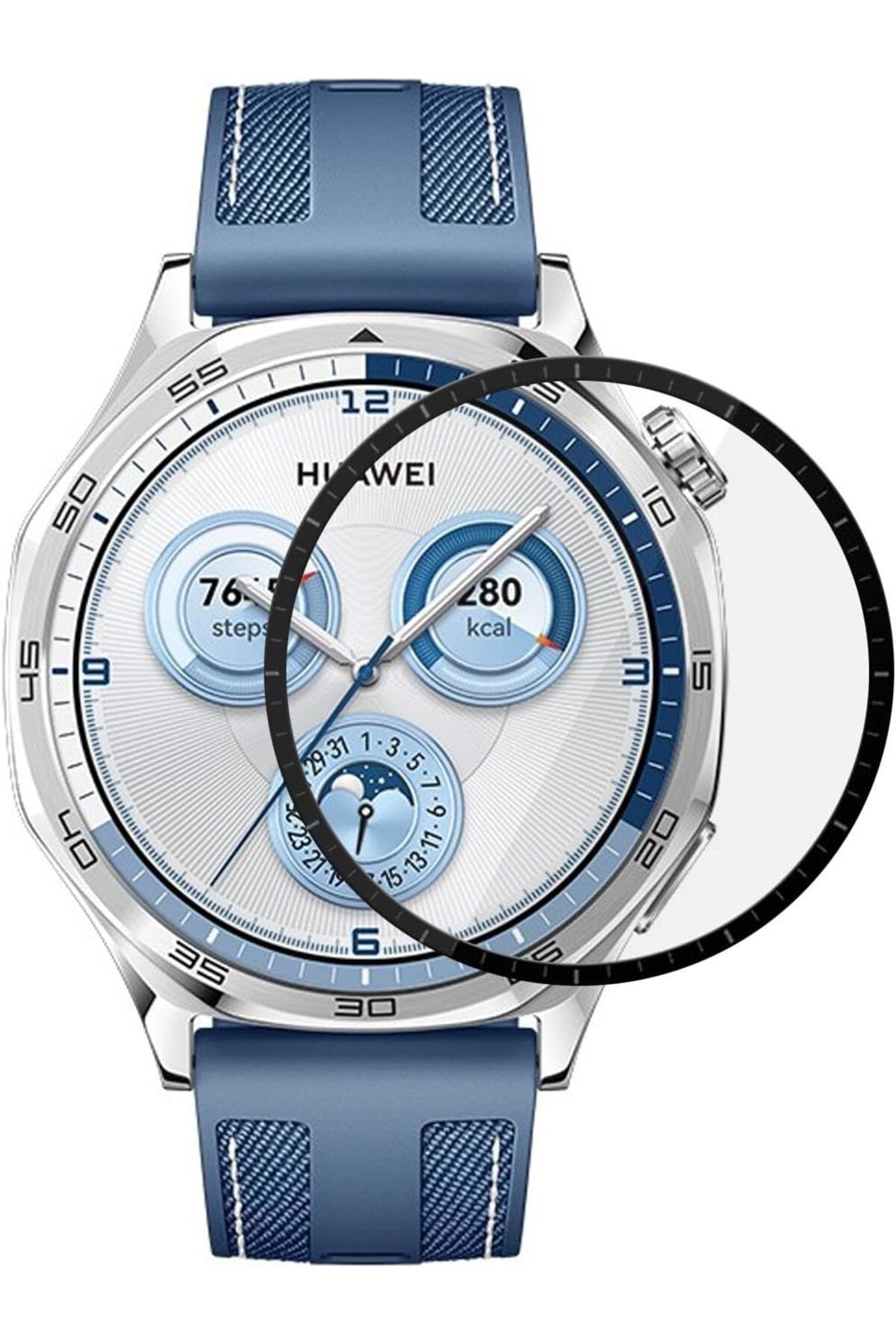 KDROĞLU KDROGLU Watch GT5 46mm Tam Kaplayan Temperli Cam Full Ekran Koruyucu Siyah New Desing 1109836