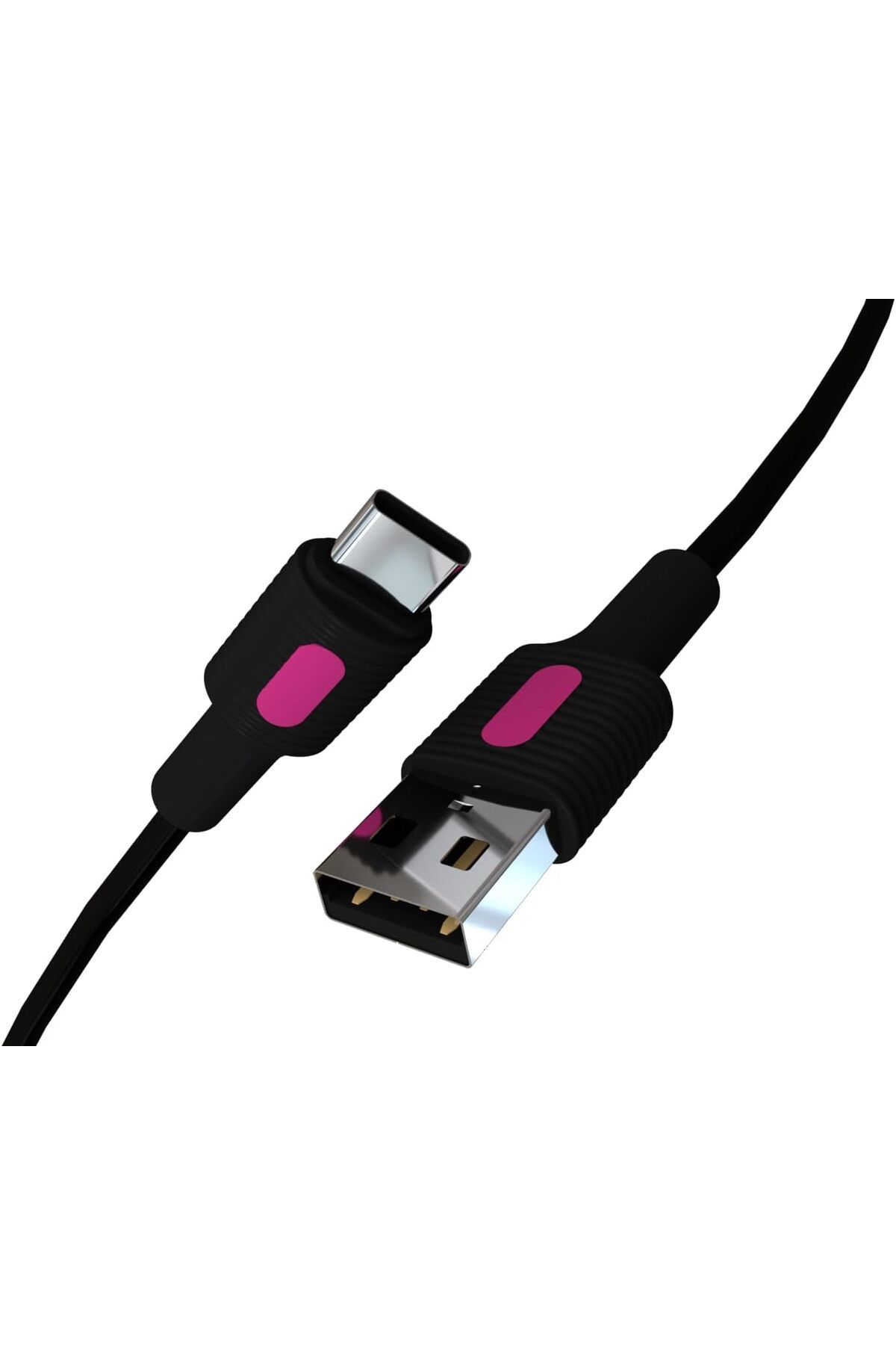 DERİK Derik Coral USB A-C Hızlı Şarj Kablosu, Siyah Kablo, Fuşya/Siyah Uçlar (150 CM) YENİ 1122015