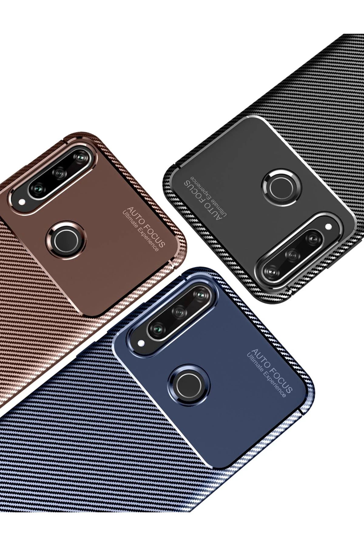 NewFace Huawei Y6P Kılıf Auto Focus Karbon Kapak - Siyah BSTMY