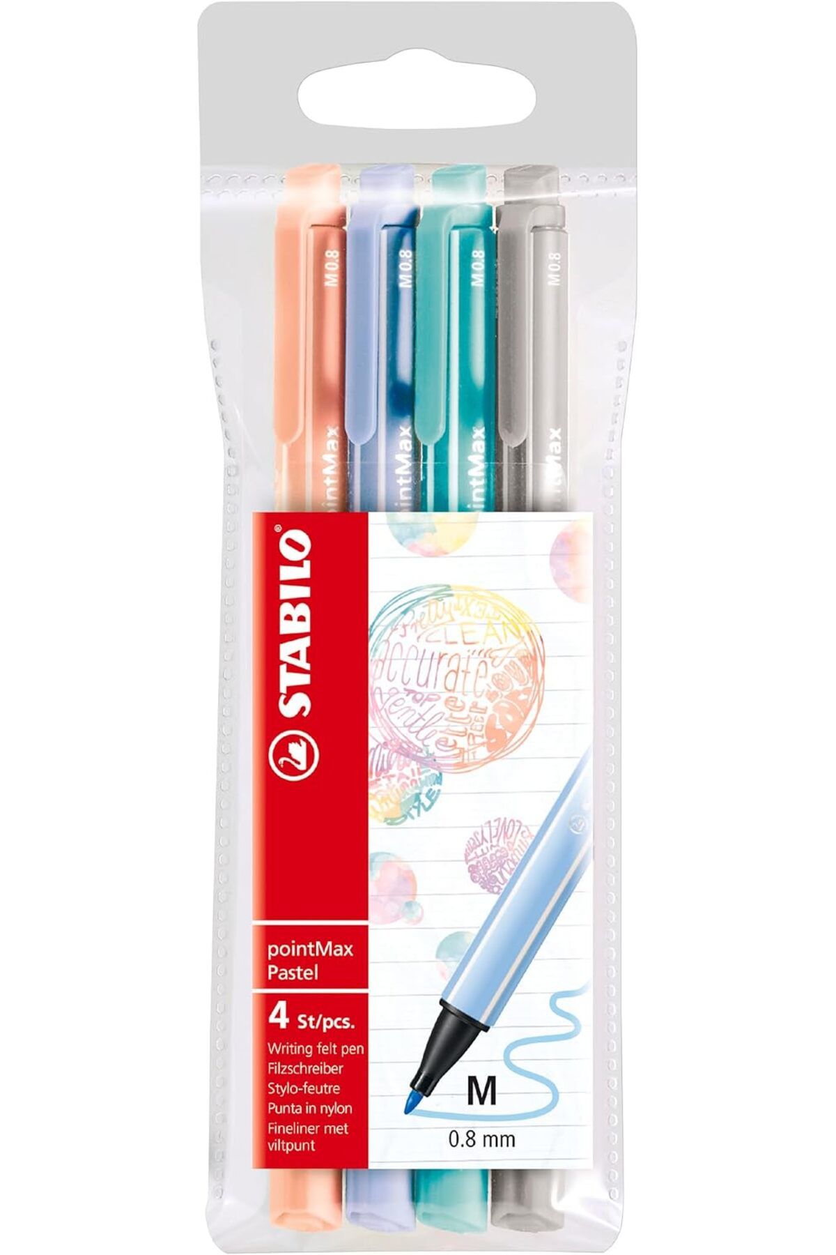 KDROĞLU KDROGLU pointMax - Keçe Uçlu Kalem - 4'lü Paket - Çeşitli Pastel Renkler New Desing 1109836