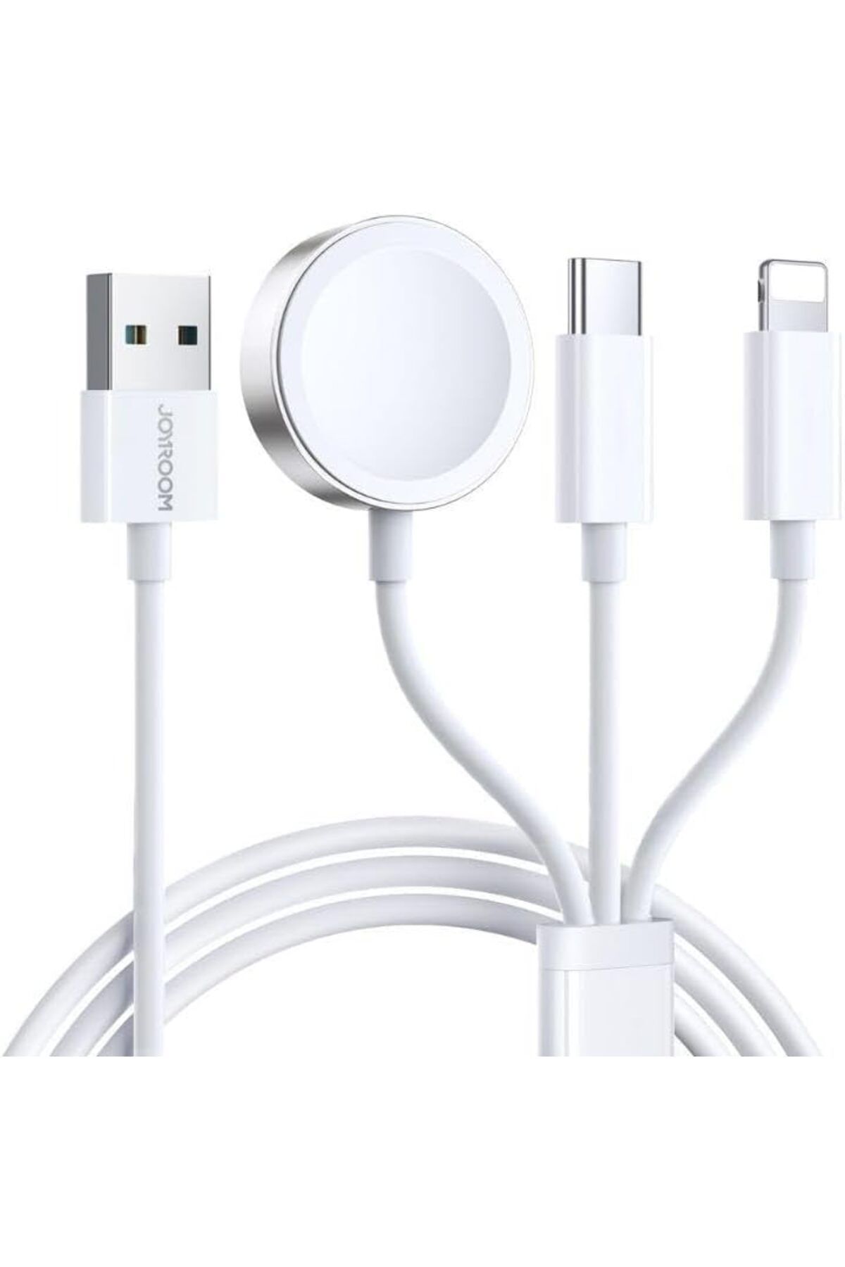 DERİK Derik S-IW008 3'ü 1 arada iWatch Manyetik Kablosuz Şarj Cihazı USB-A - 8 Pin, Type-C Hızlı