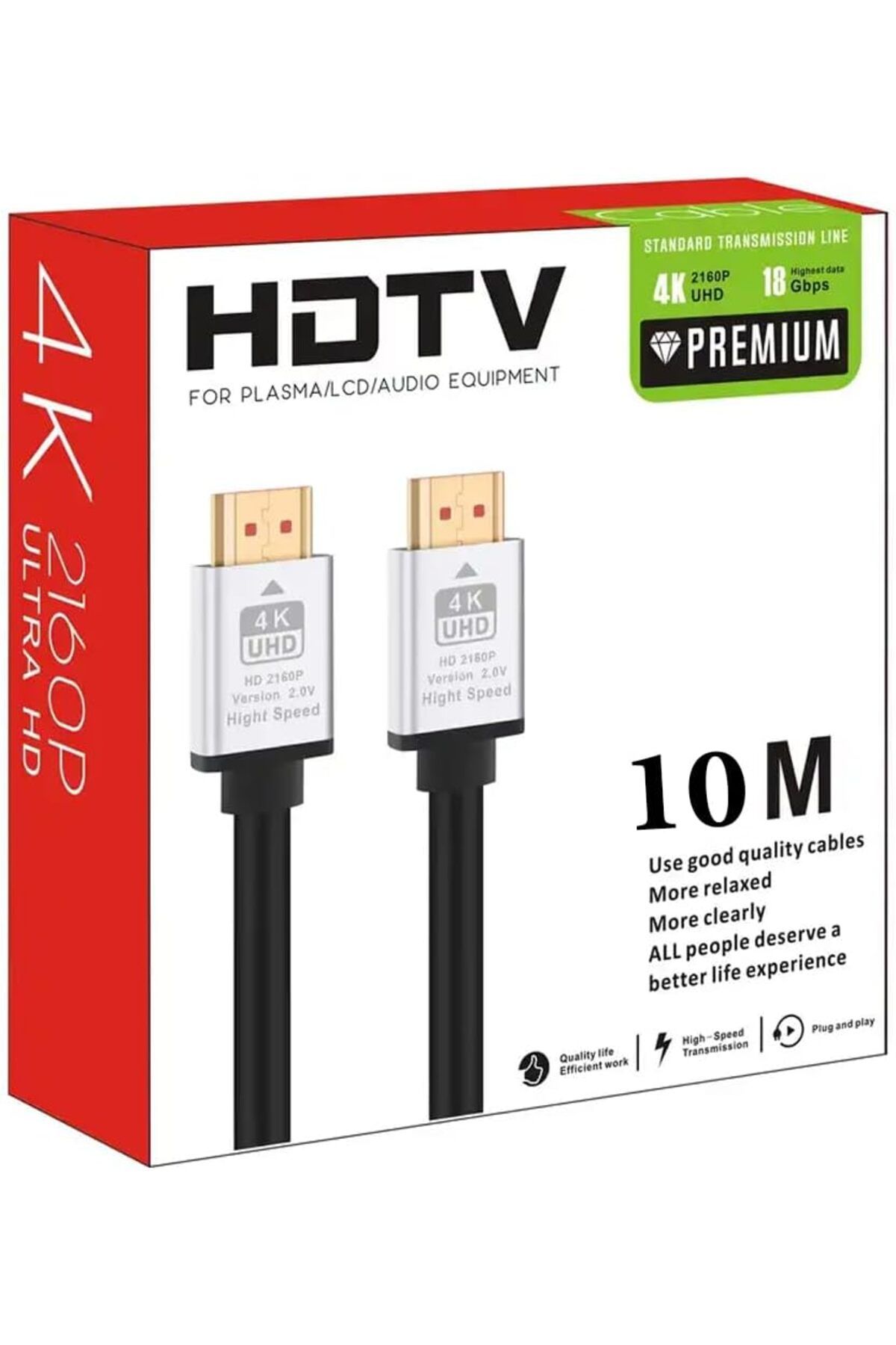 KDROĞLU KDROGLU Hdmi Kablo 4K HDTV 2160P 18Gbps Premium Altın Kaplama Uç Yüksek Hızlı Aktarım Plasma L