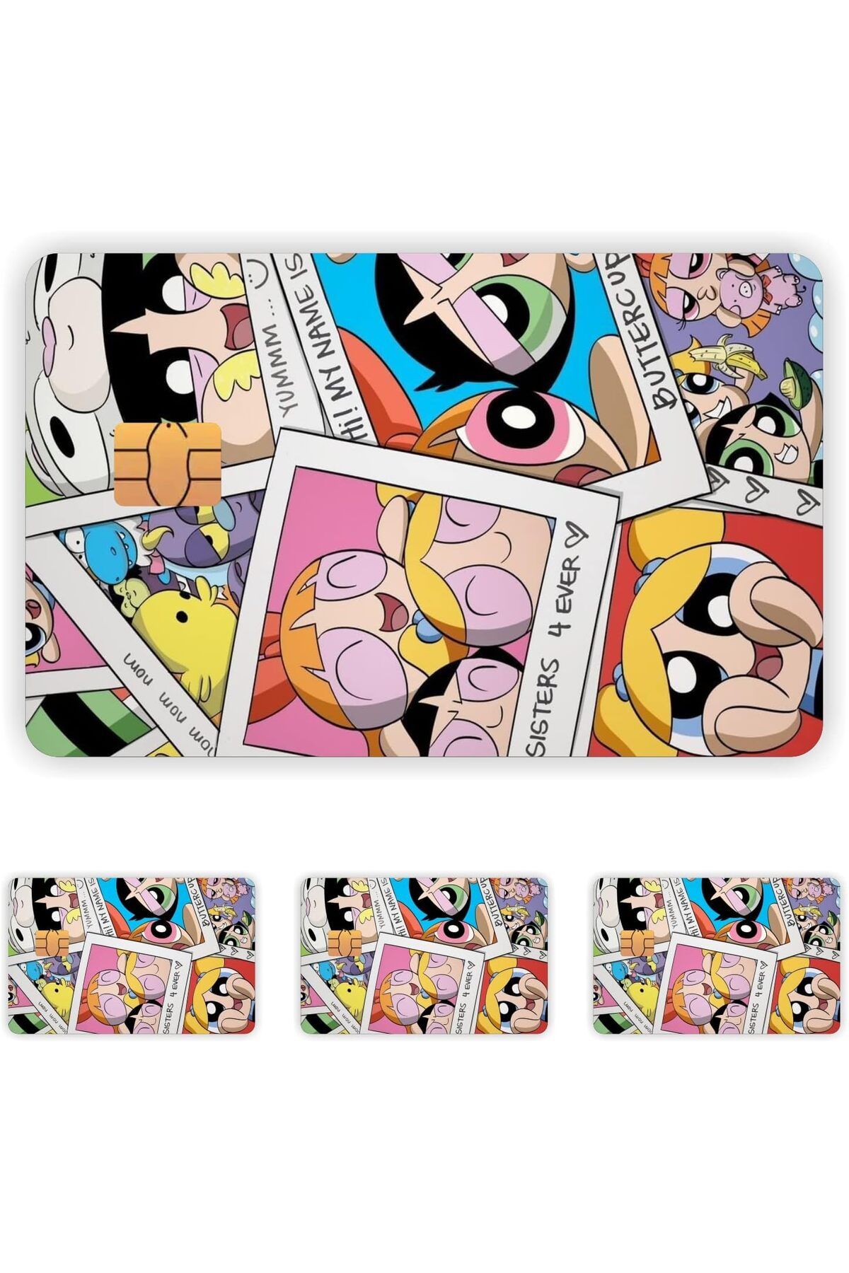 KDROĞLU KDROGLU Aksesuar 4 Adet Powerpuff Girls Kart Kaplama Sticker Kart Etiketi 02 New Desing 1109836