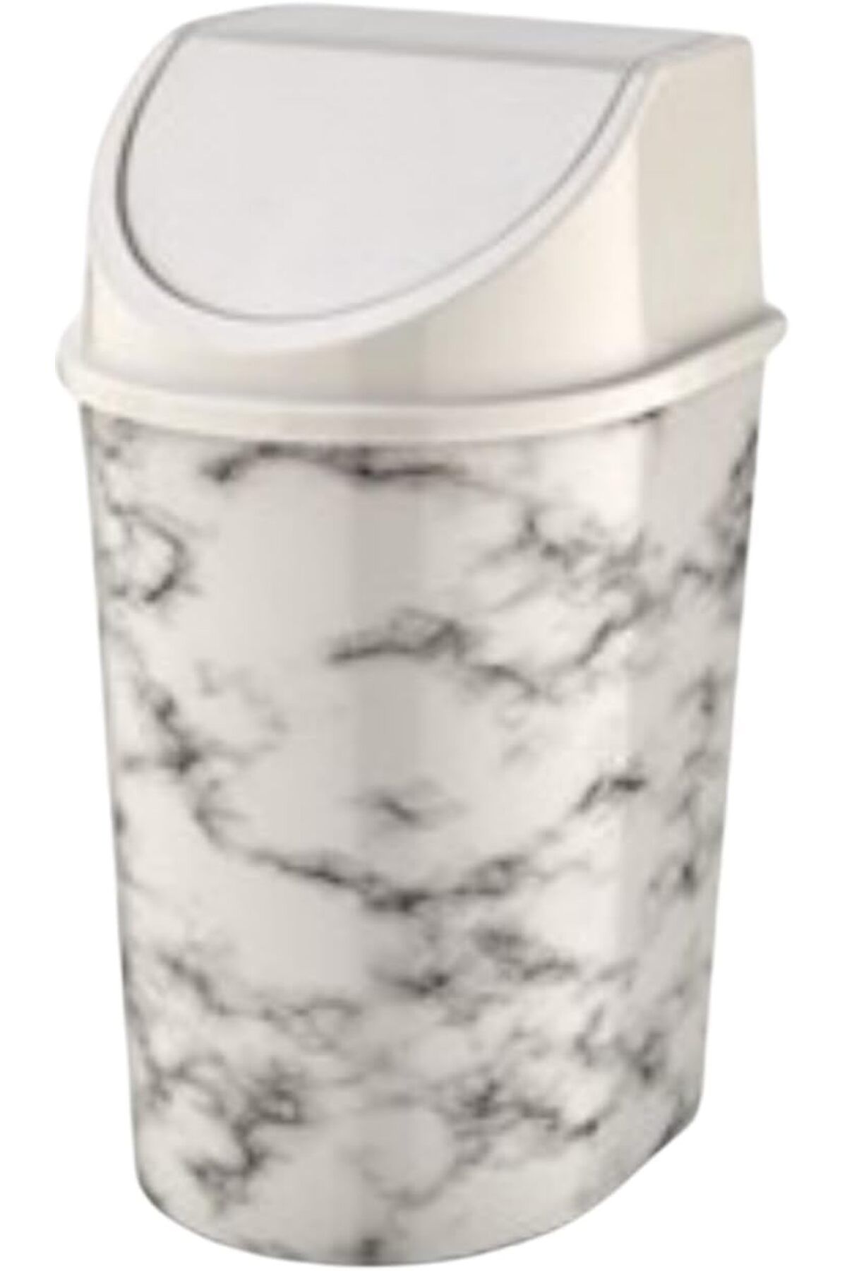 STOREMAX lbstorex Kapaklı Çöp Kovası, Mermer Desen Beyaz 10 litre, Şık Ev ve Ofis Mutfak Banyo Kutusu (