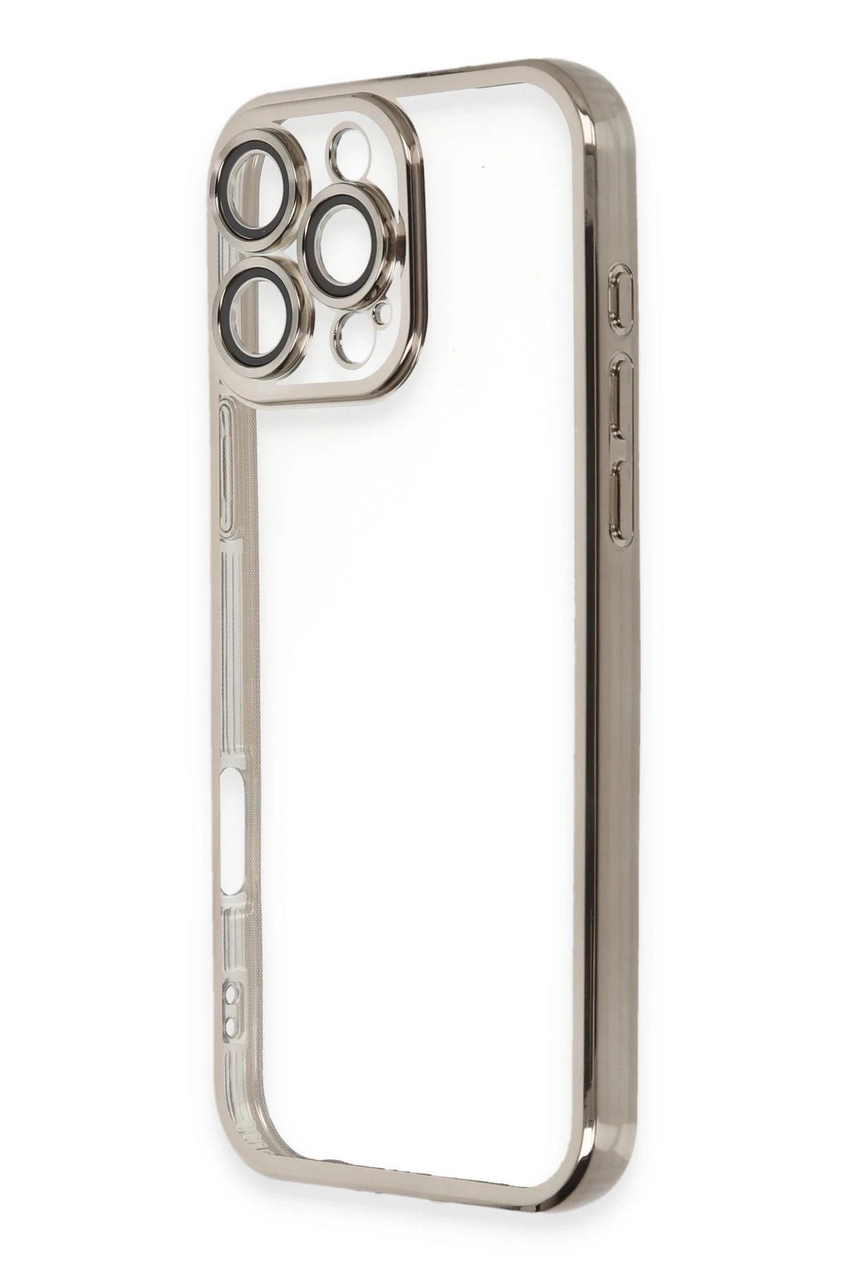 NewFace iPhone 16 Pro Kılıf Lensli Silikon - Titanyum Gri BSTMY