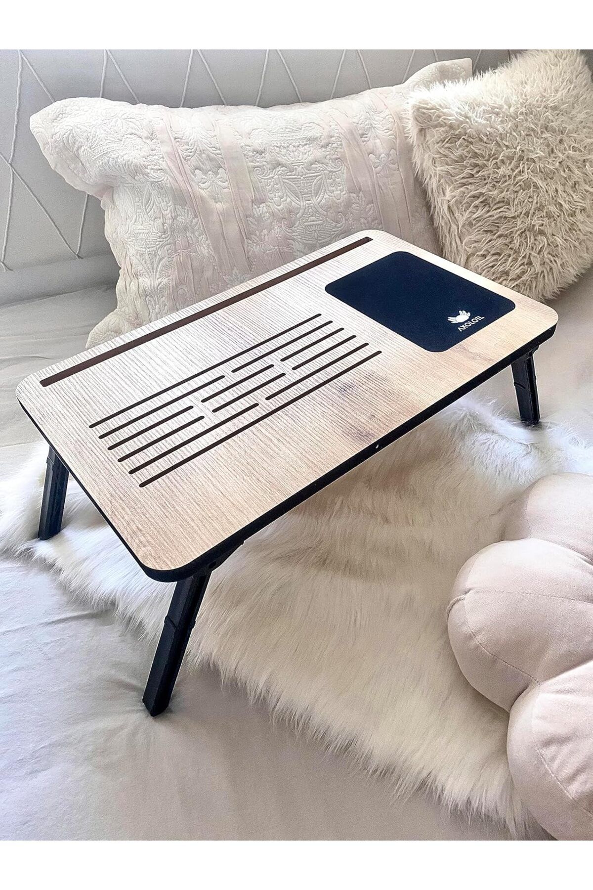 DERİK Derik Foldaway Telefon ve Tablet Bölmeli Katlanır Ayaklı Laptop Sehpası Notebook Bilgisayar Çal