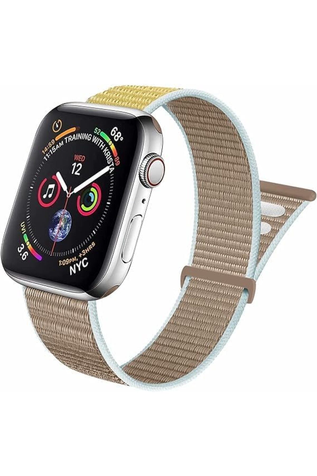 KDROĞLU KDROGLU watch ile Uyumlu Hasır Örme Spor Loop Kordon Kayış 38-40-41 mm (Camel) New Desing 110983