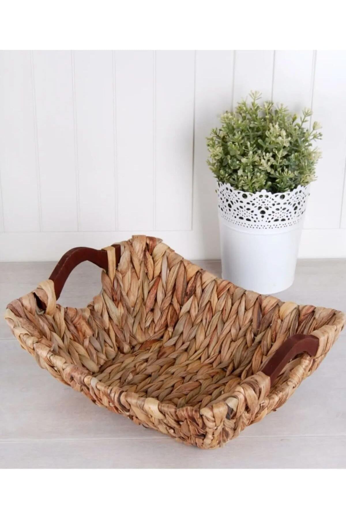 STOREMAX ysstorex Wicker Serisi Bezli Diktördgen Ahşap Kulplu Hasır Ekmek Sepeti StarColxlection 655141