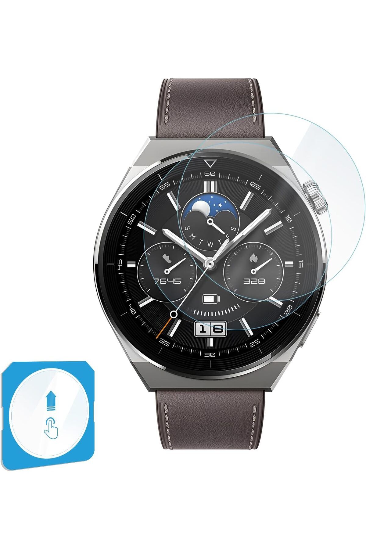 KDROĞLU KDROGLU Watch GT3 Pro 46mm için 2'li Paket (2 Adet) Kolay Kurulum Otomatik Hizalama Aparatlı Şeff