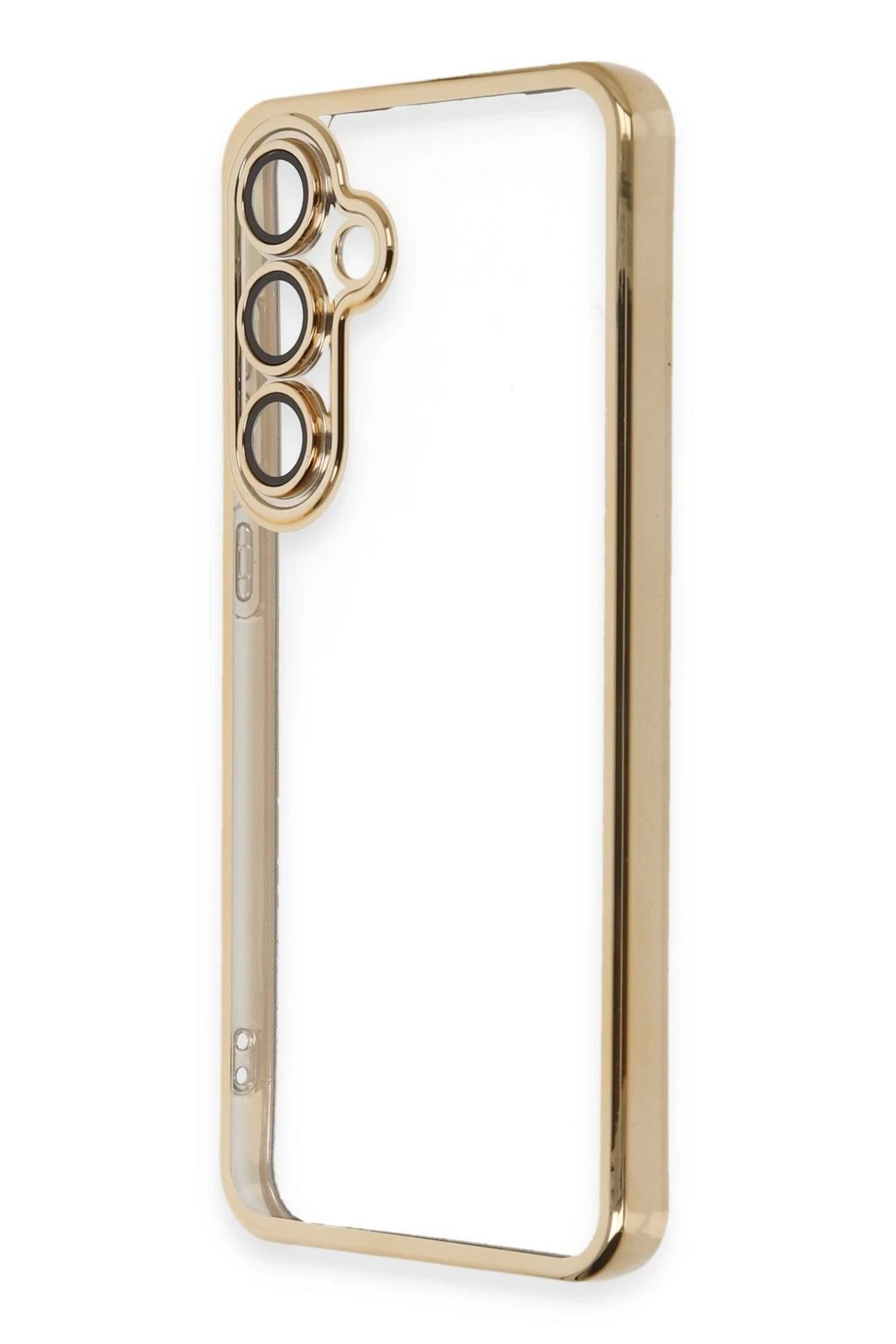 NewFace Samsung Galaxy S24 FE Kılıf Lensli Silikon - Gold BSTMY