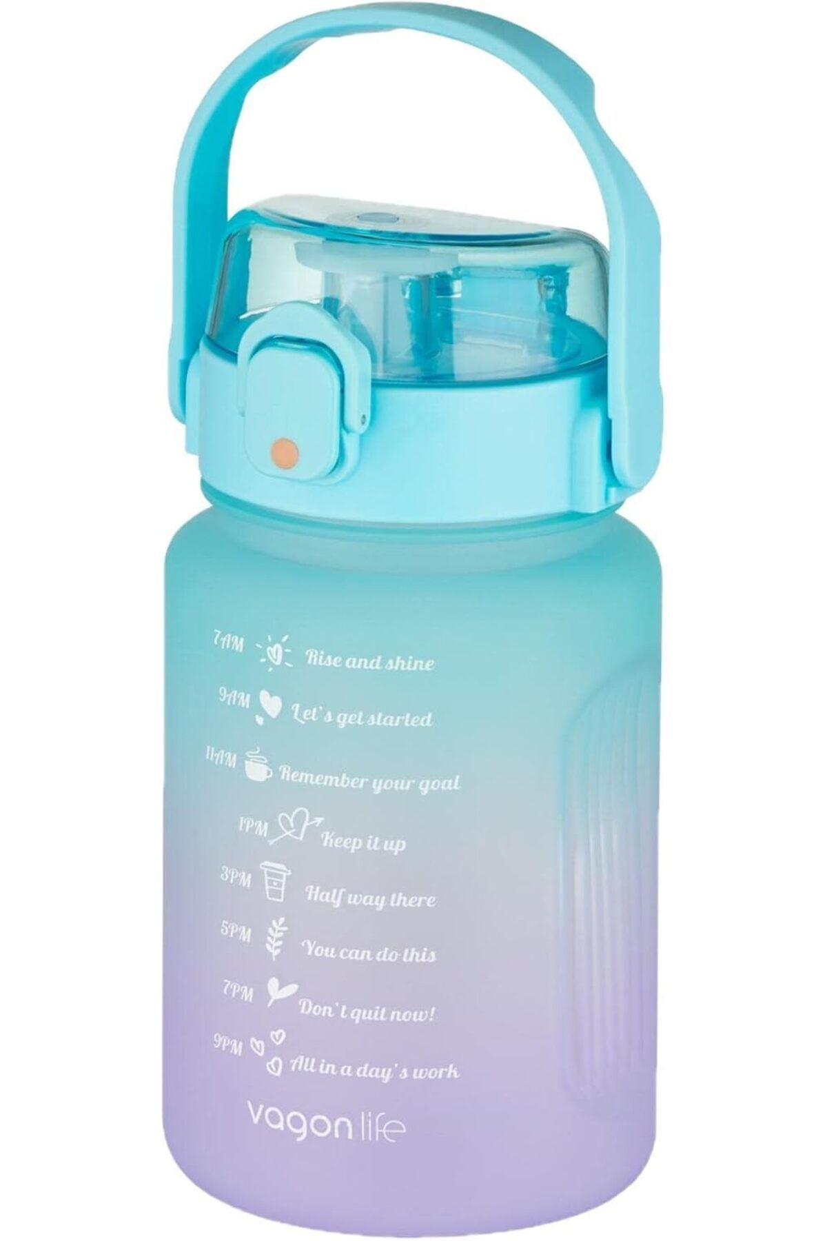 DERİK Derik 1000 ml Pipetli/Pipetsiz Kullanım Çift Renk SoftTouch Motivasyon Matarası Sticker