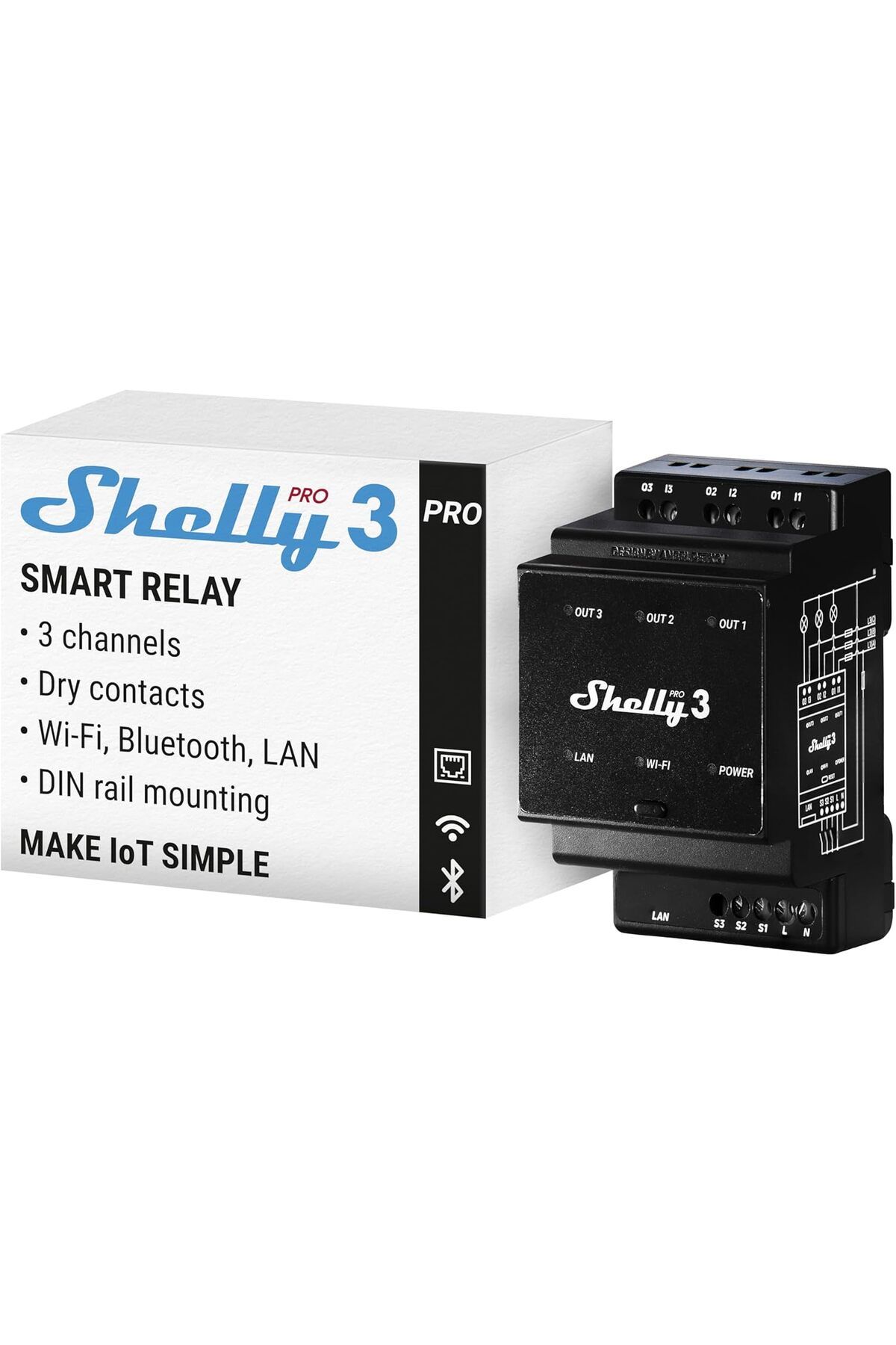 KDROĞLU plamystical Pro 3 | Wi-Fi, LAN ve Bluetooth 3 Kanallı Akıllı Röle | Ev ve Bina Otomasyonu | Alex